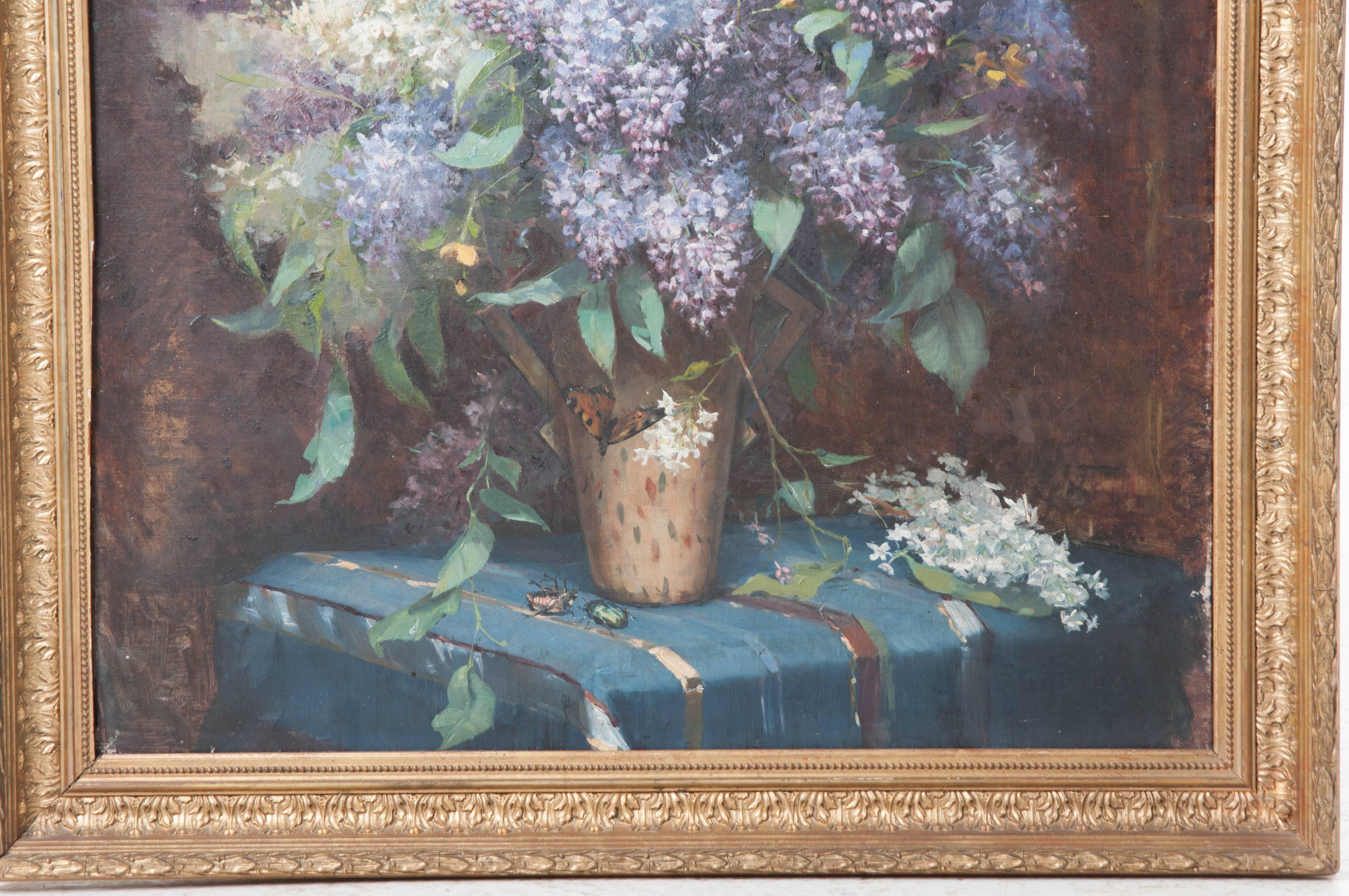 French Framed Floral Oil Painting