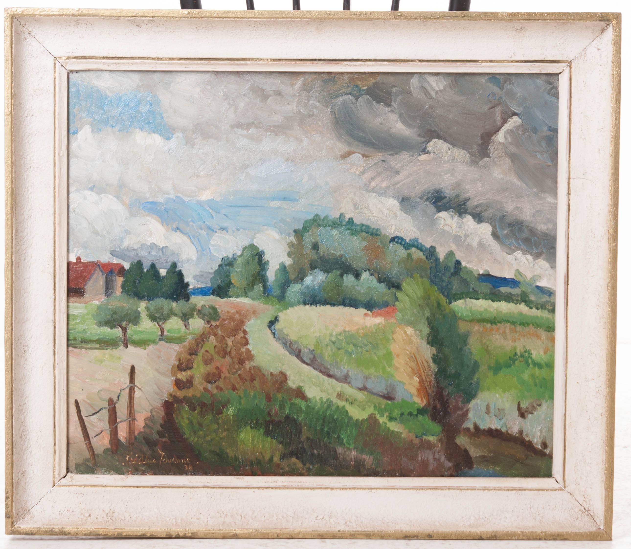 French Framed Oil Landscape Painting