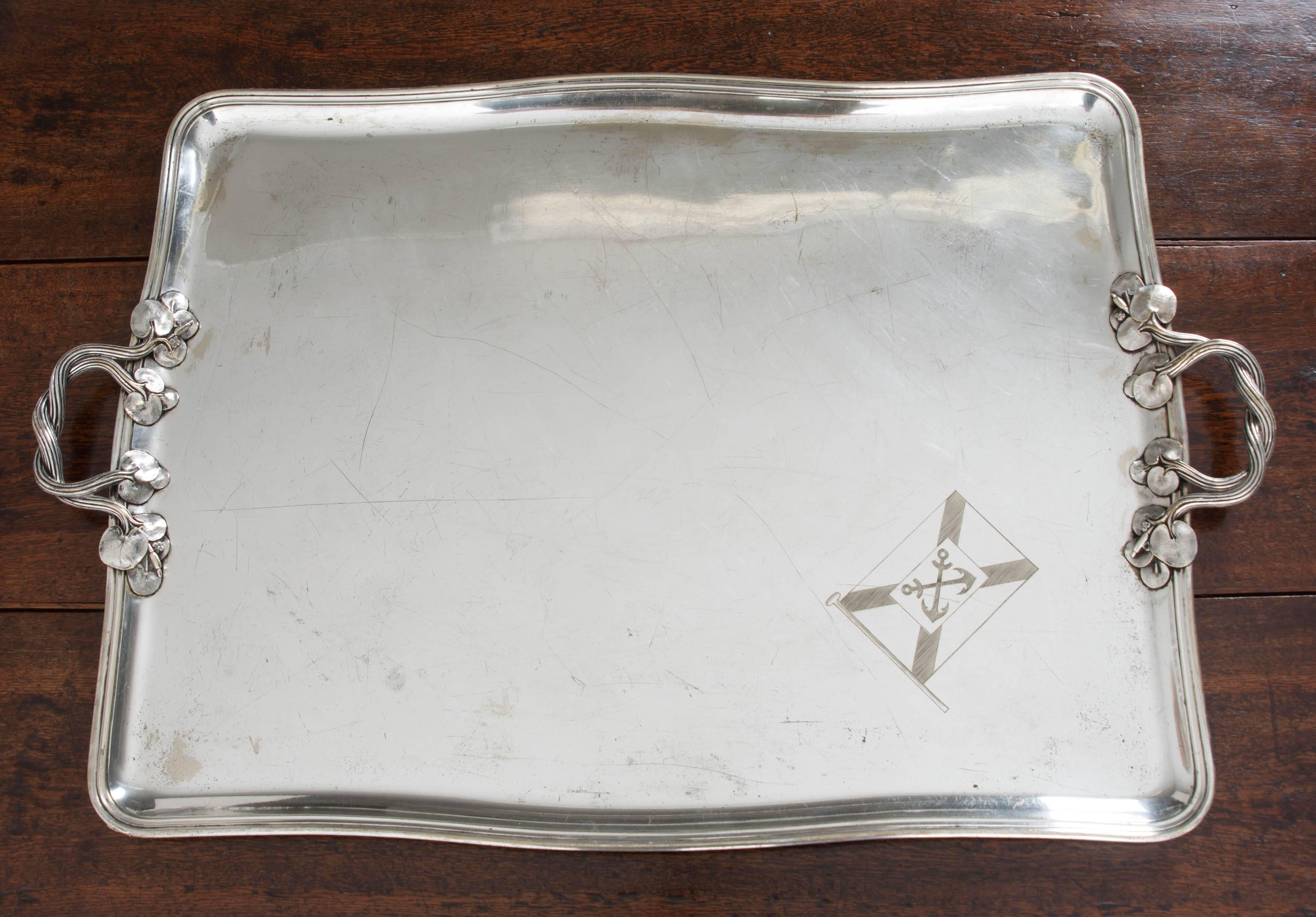 Early 20th Century Art Nouveau Silver Serving Tray 5