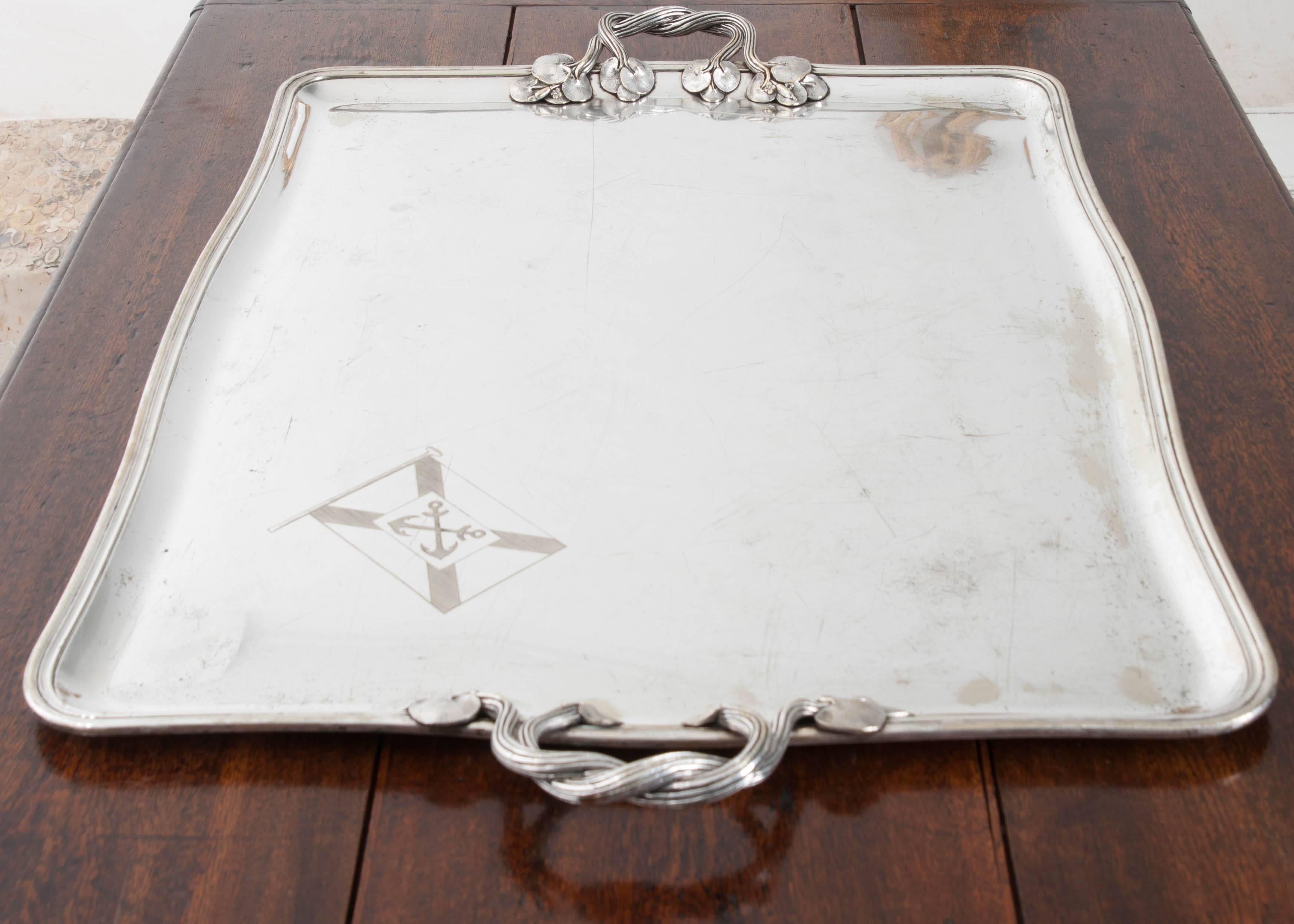 Early 20th Century Art Nouveau Silver Serving Tray 3