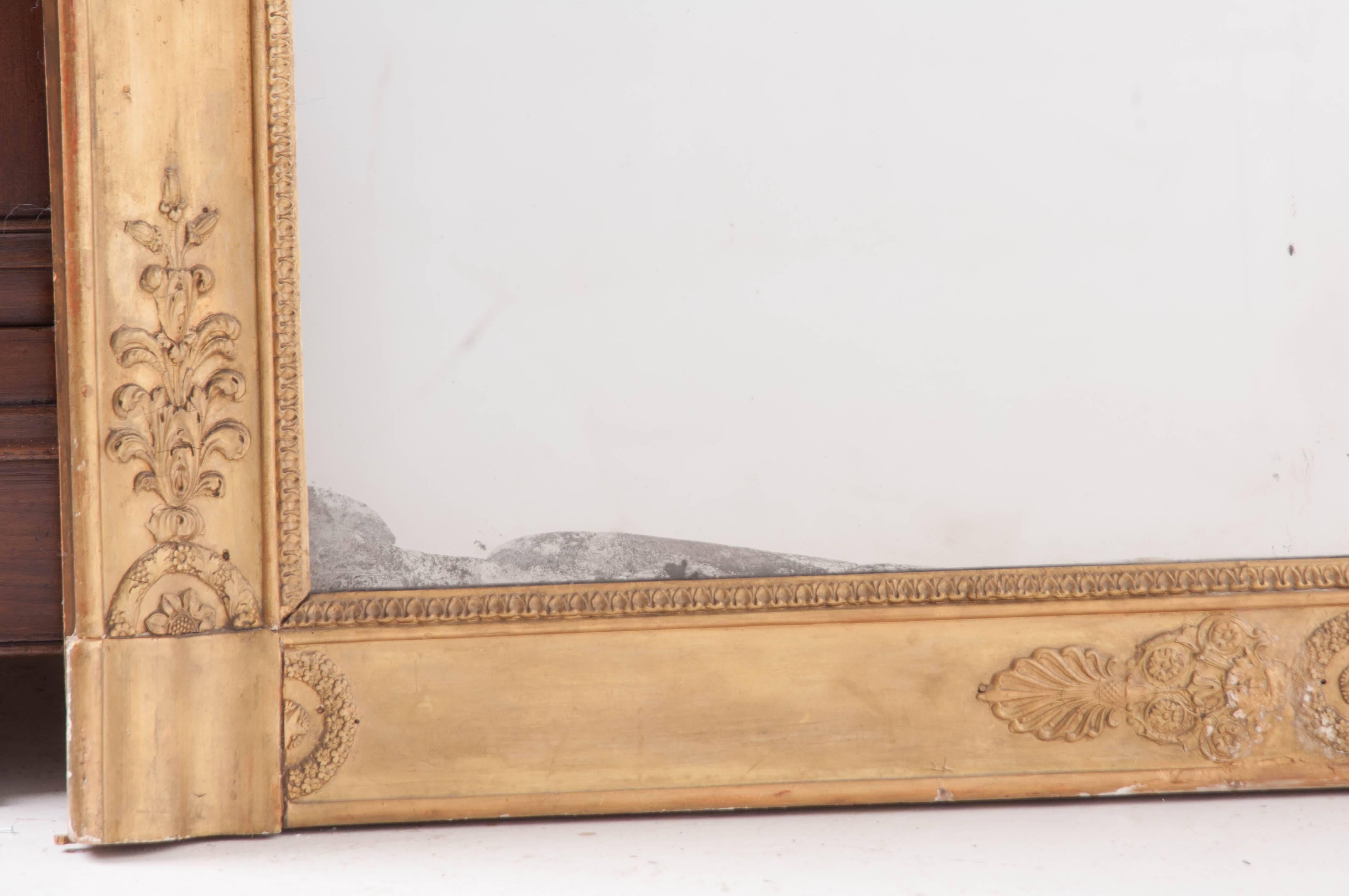 French 19th Century Empire Giltwood Mantel Mirror 3