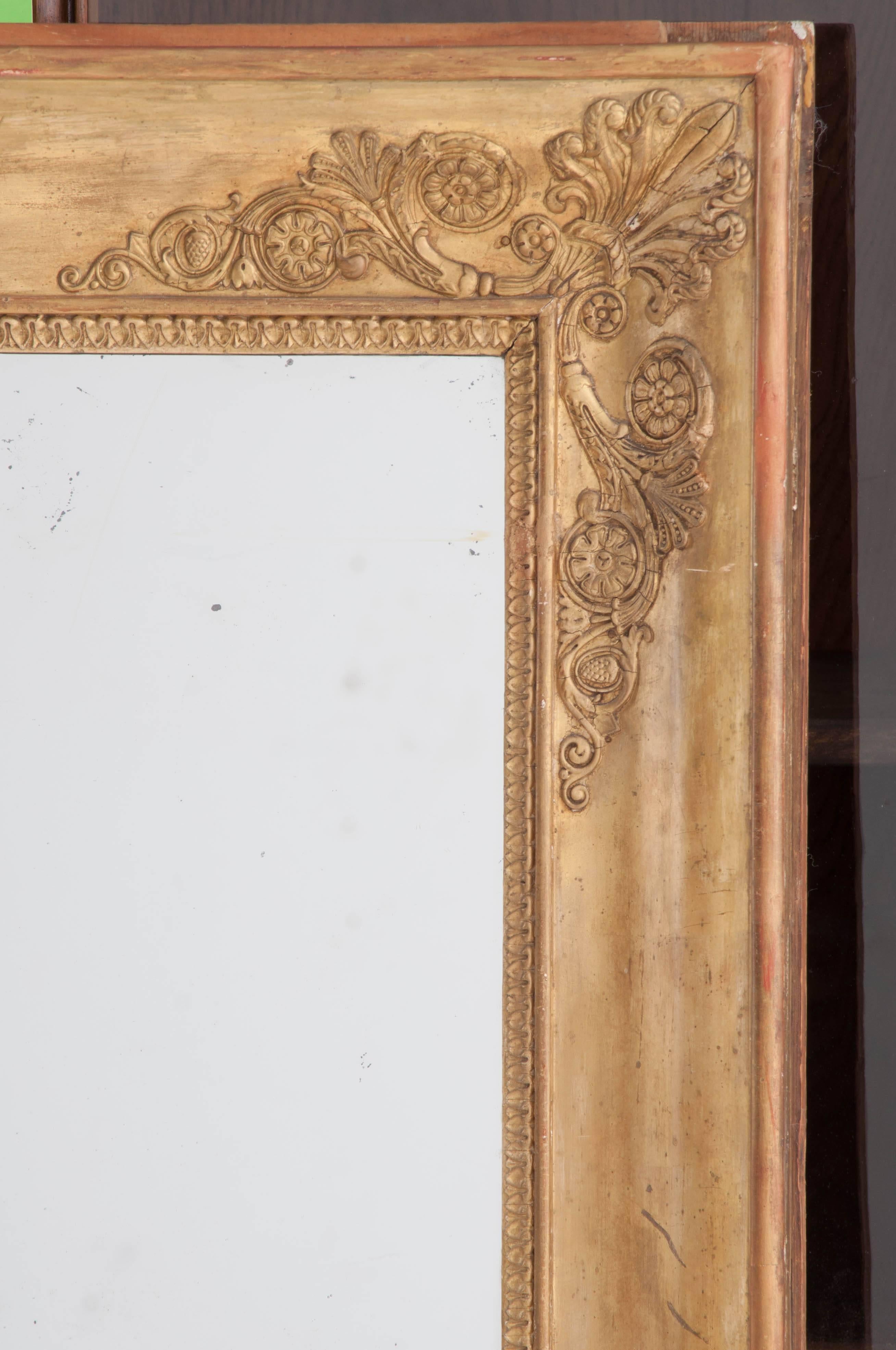 French 19th Century Empire Giltwood Mantel Mirror 4