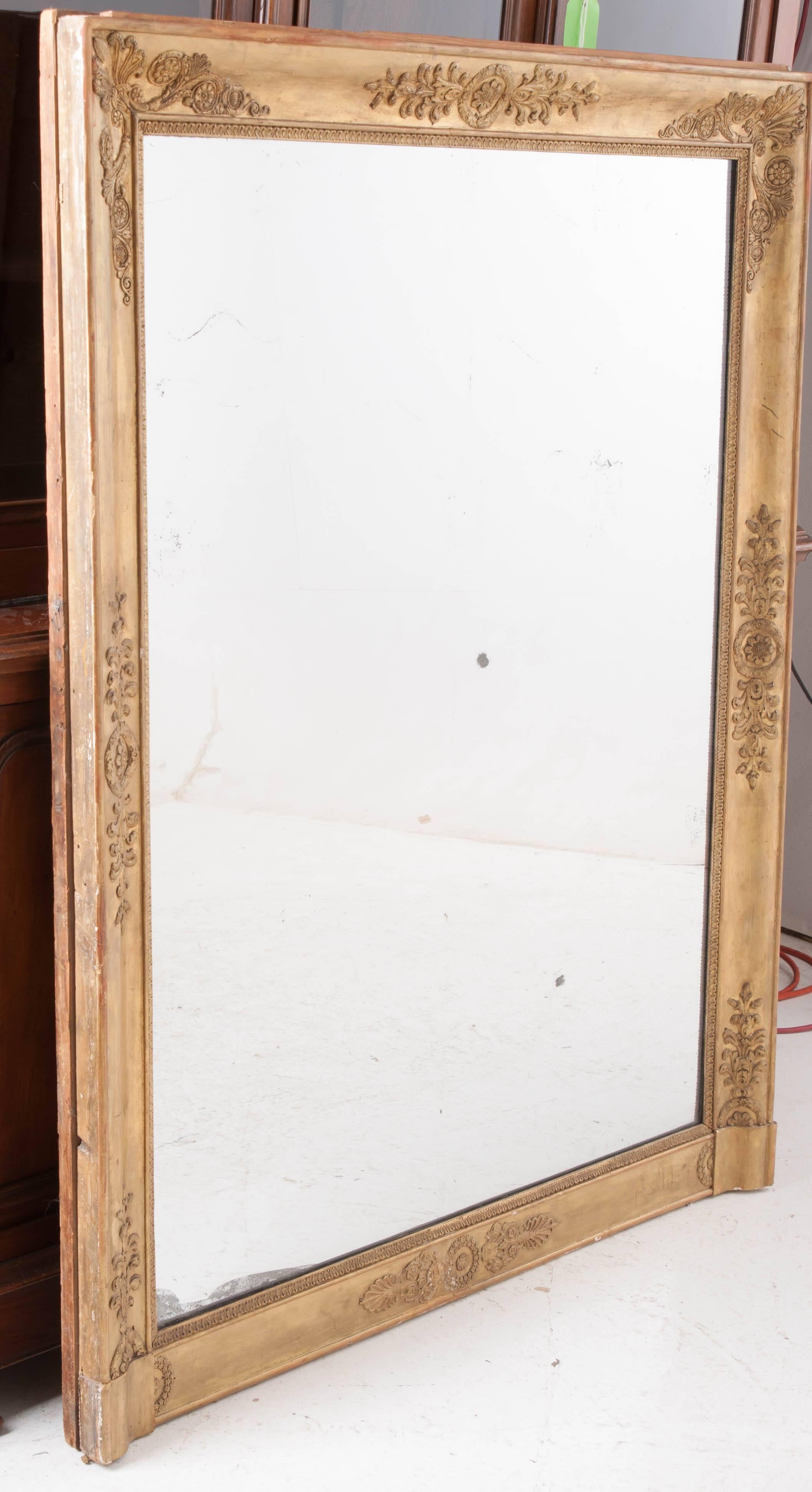 French 19th Century Empire Giltwood Mantel Mirror 5