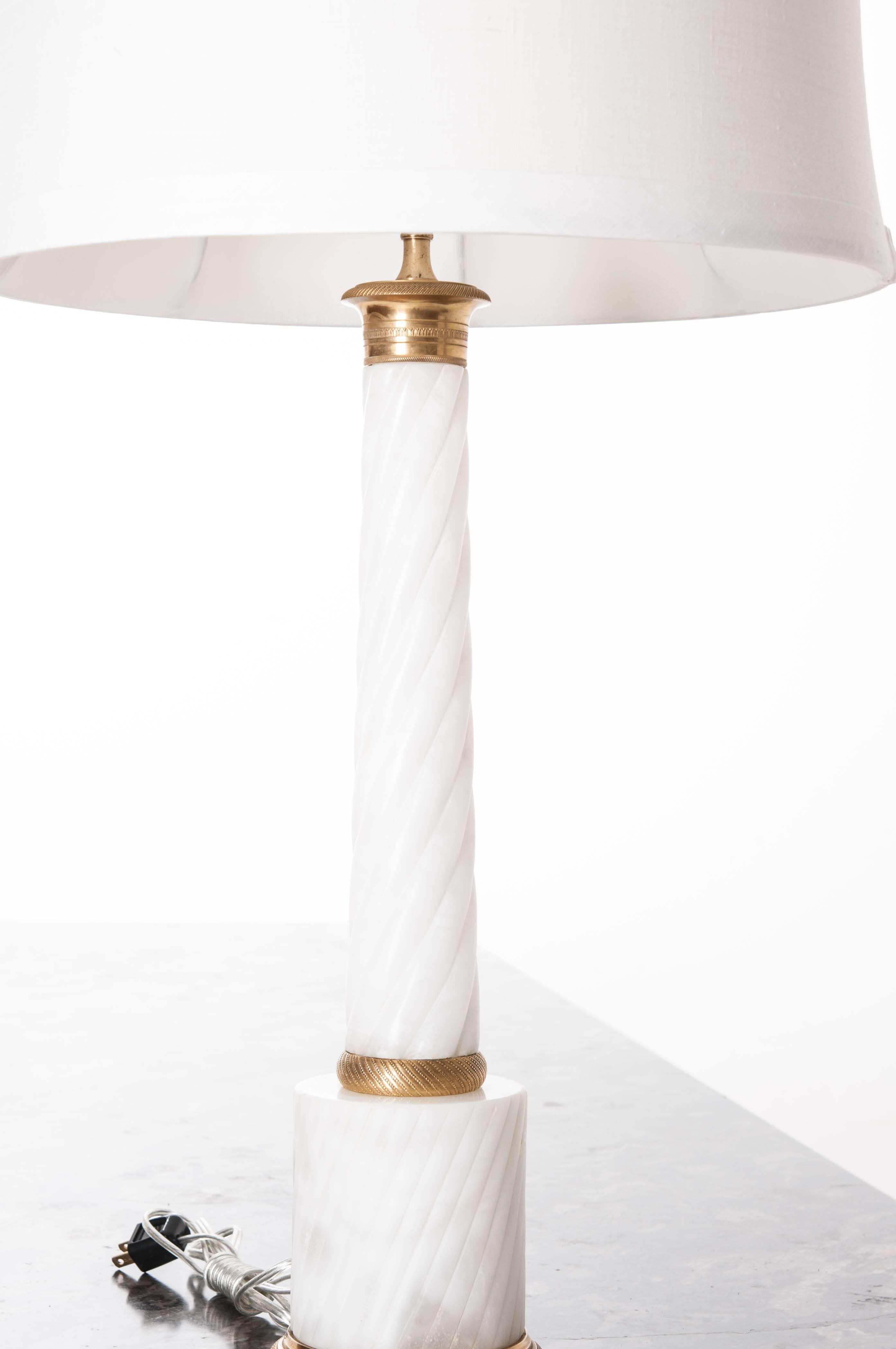 French, 19th Century Empire Marble Column Lamp In Excellent Condition In Baton Rouge, LA