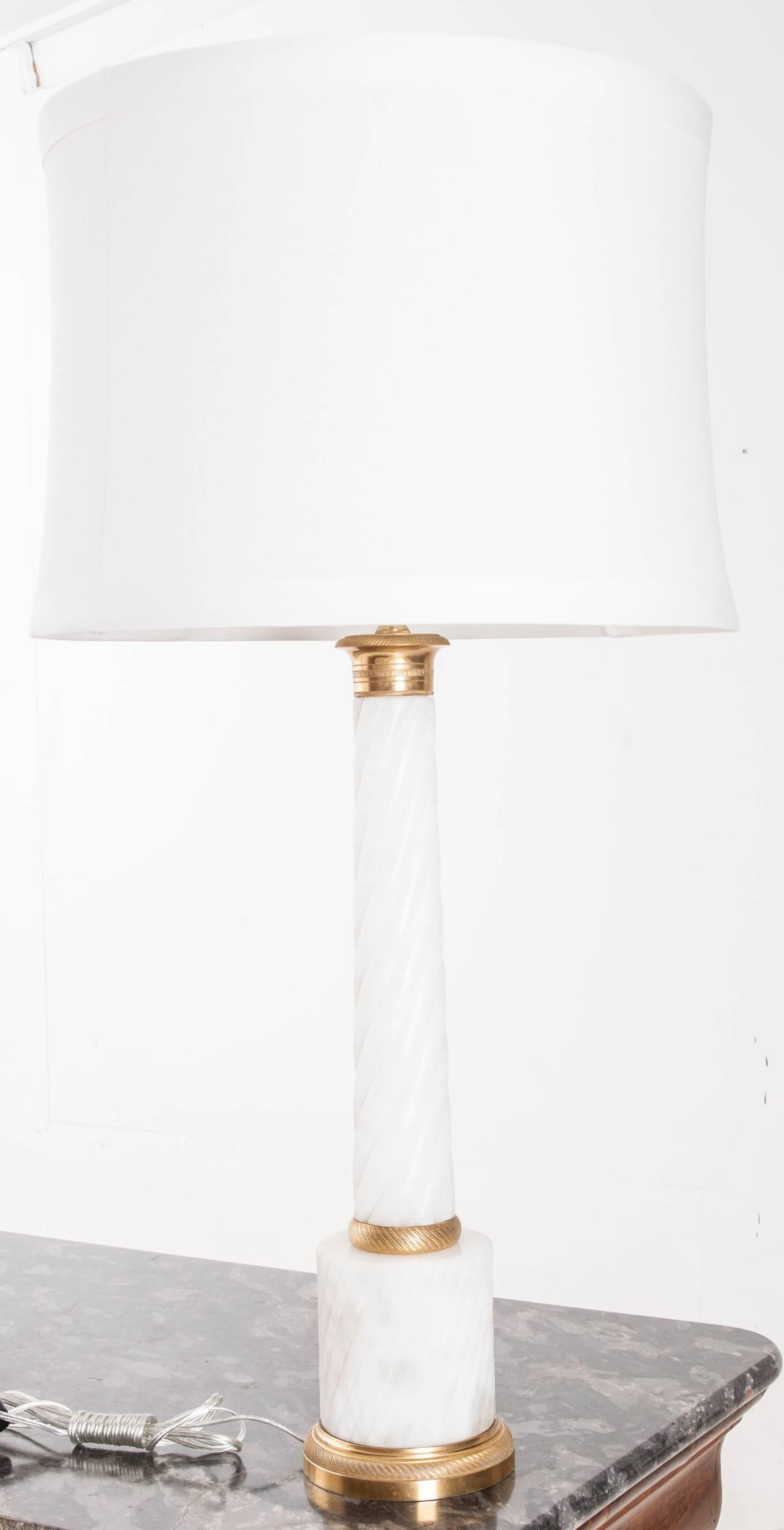 French, 19th Century Empire Marble Column Lamp 1