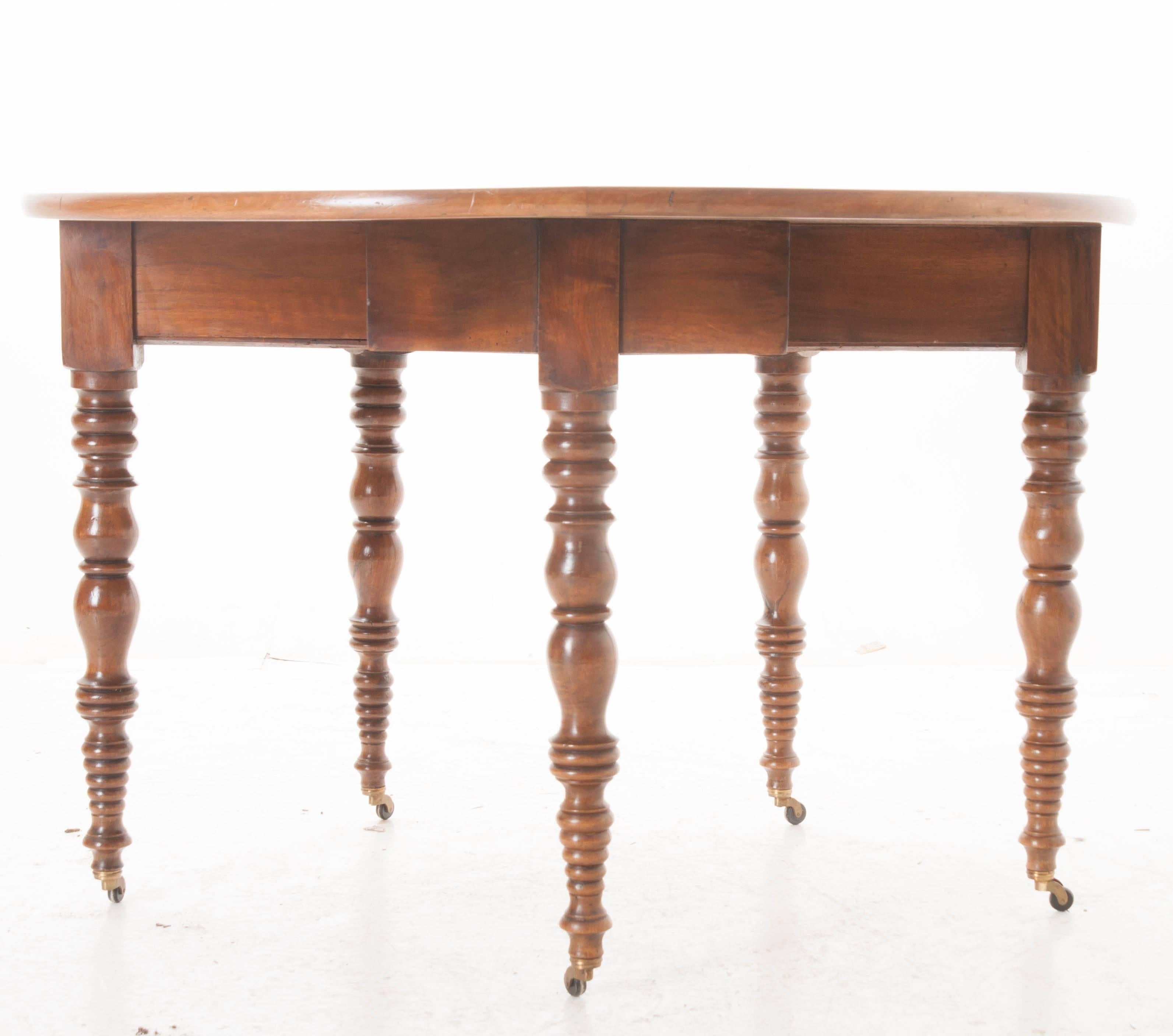 French 19th Century Folding Demilune Table with Drawer 5