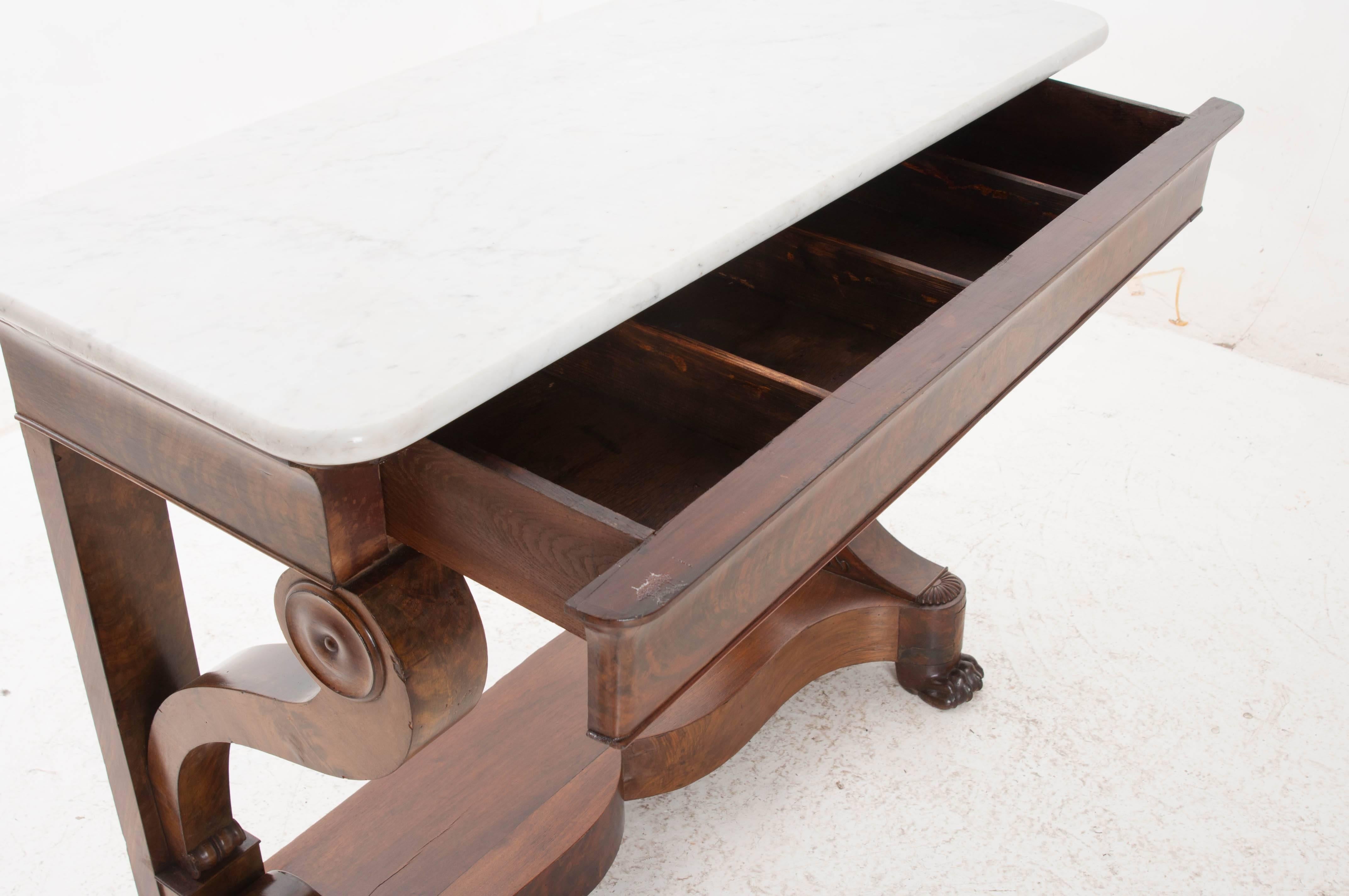 French 19th Century Restoration Style Console with Marble Top 2