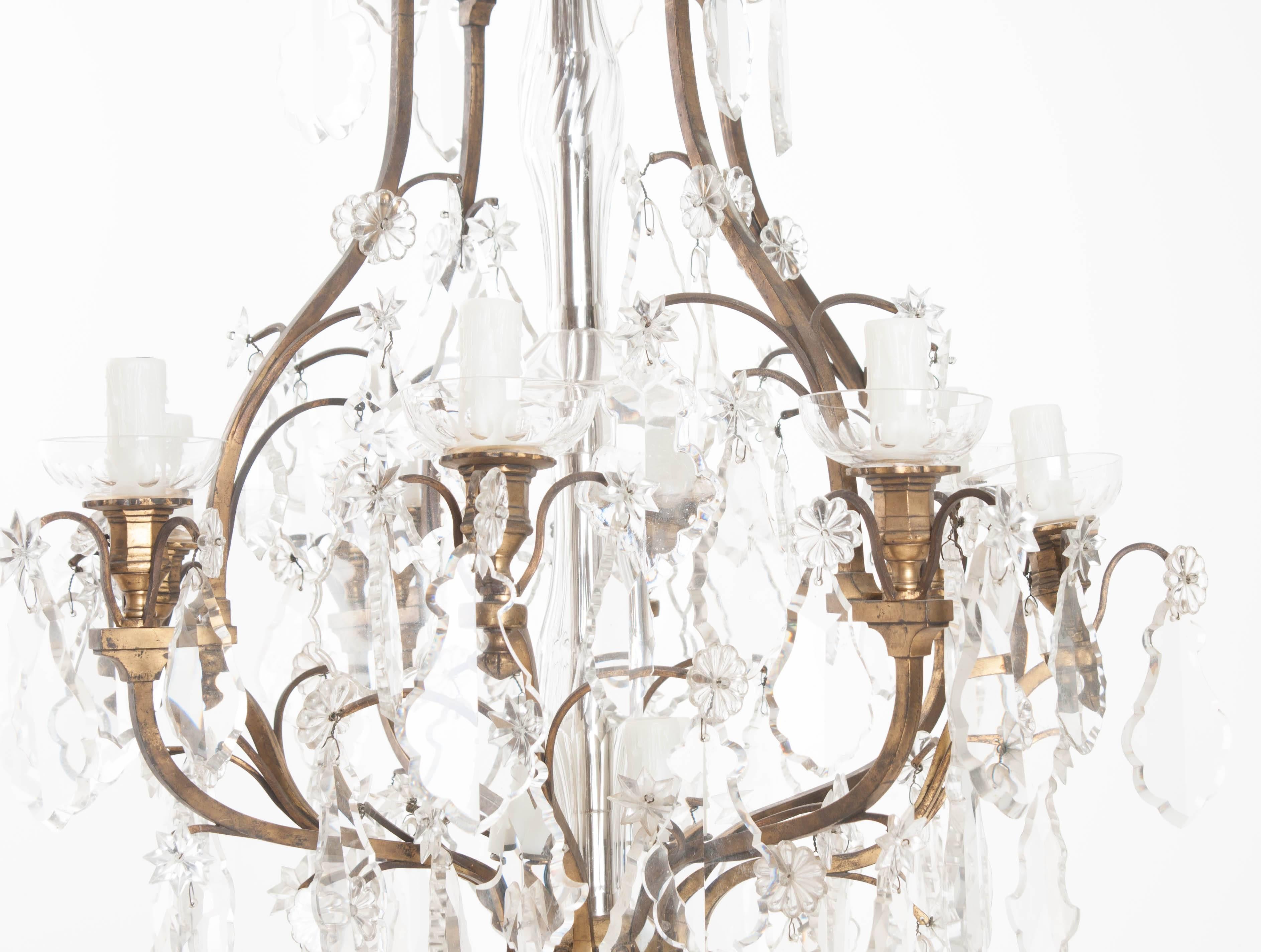 Louis XVI French 19th Century Crystal and Brass Chandelier