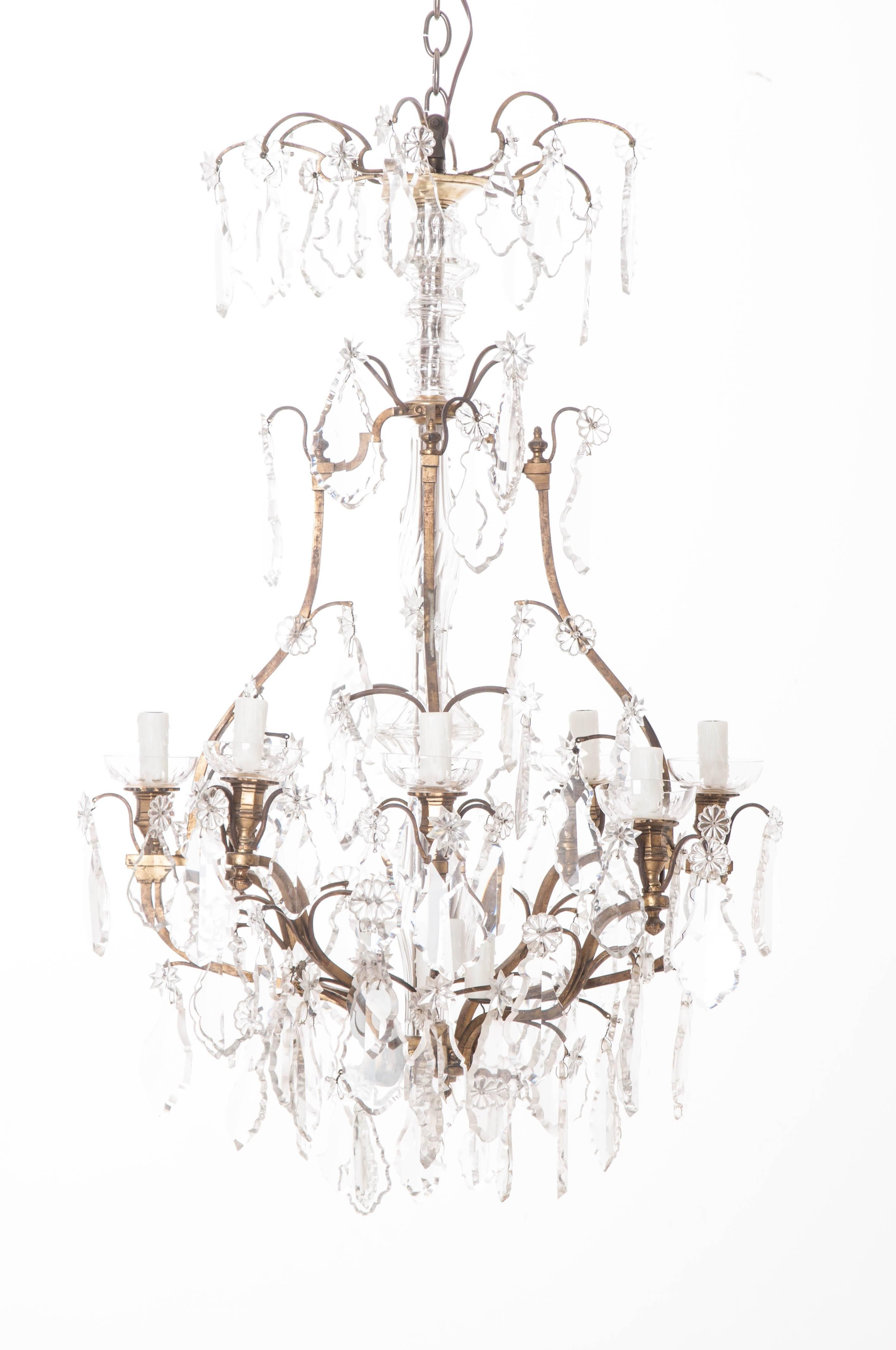 French 19th Century Crystal and Brass Chandelier 3