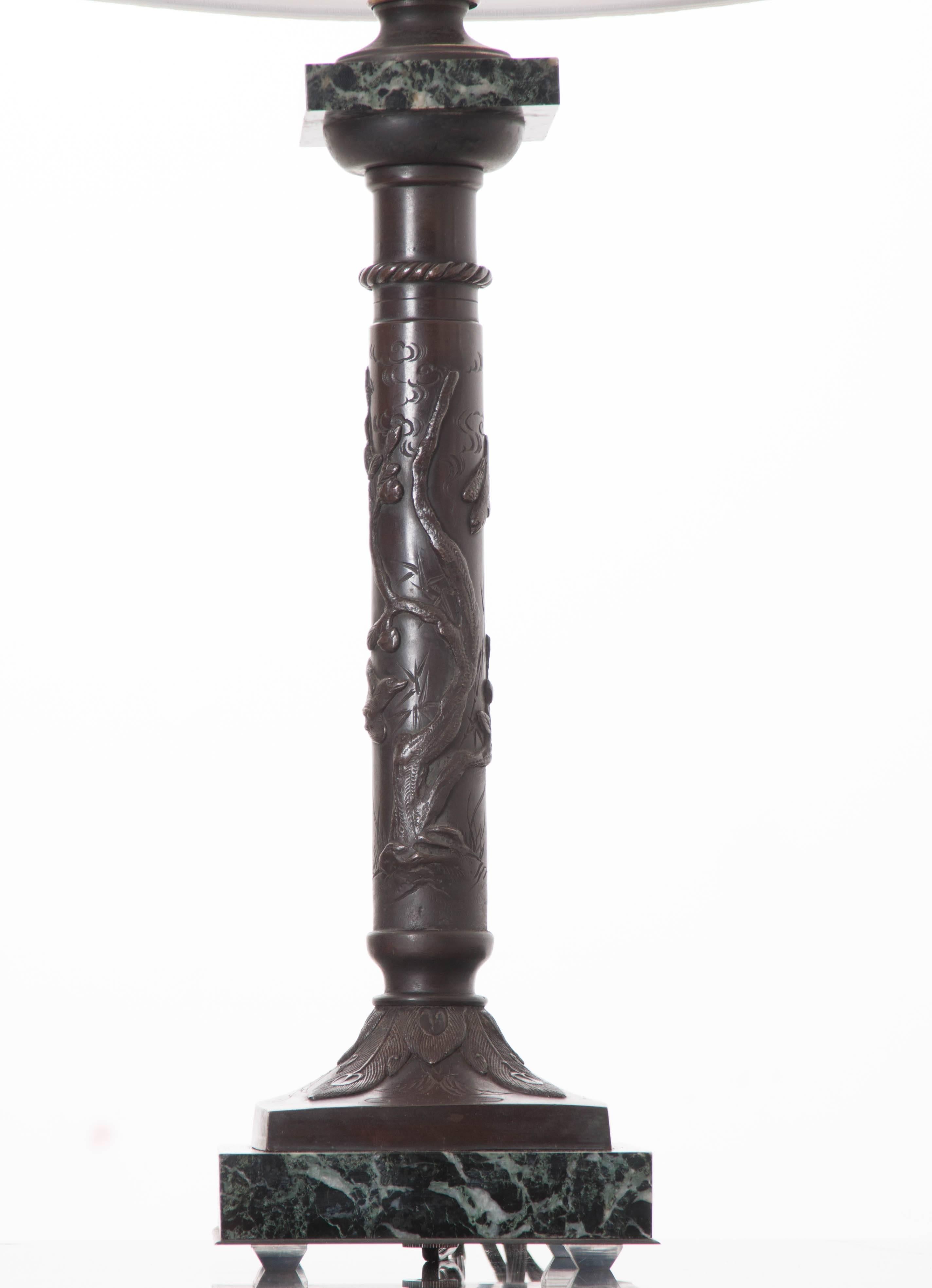 French 19th Century Bronze and Marble Decorative Lamp In Good Condition For Sale In Baton Rouge, LA