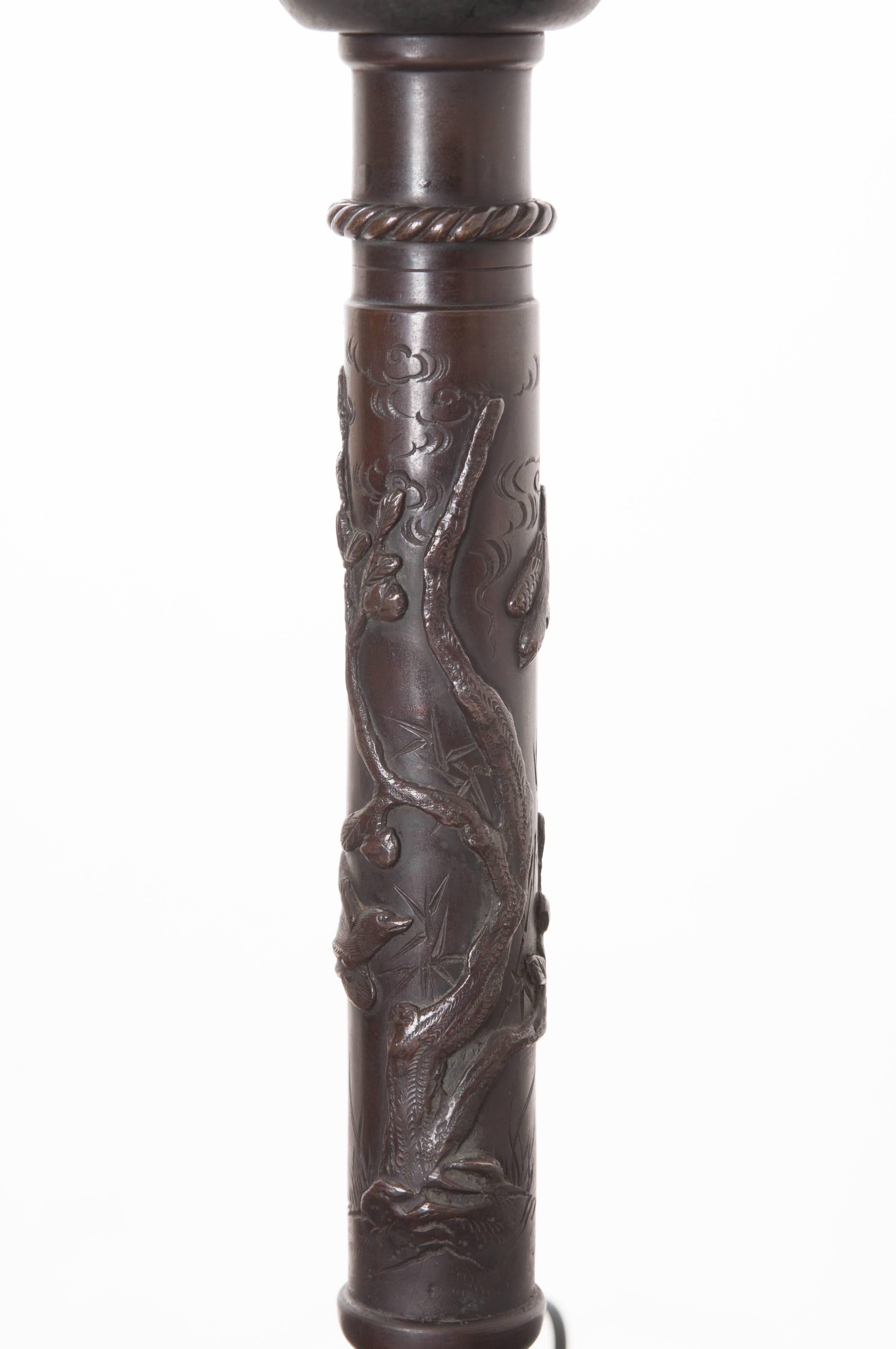 French 19th Century Bronze and Marble Decorative Lamp For Sale 2