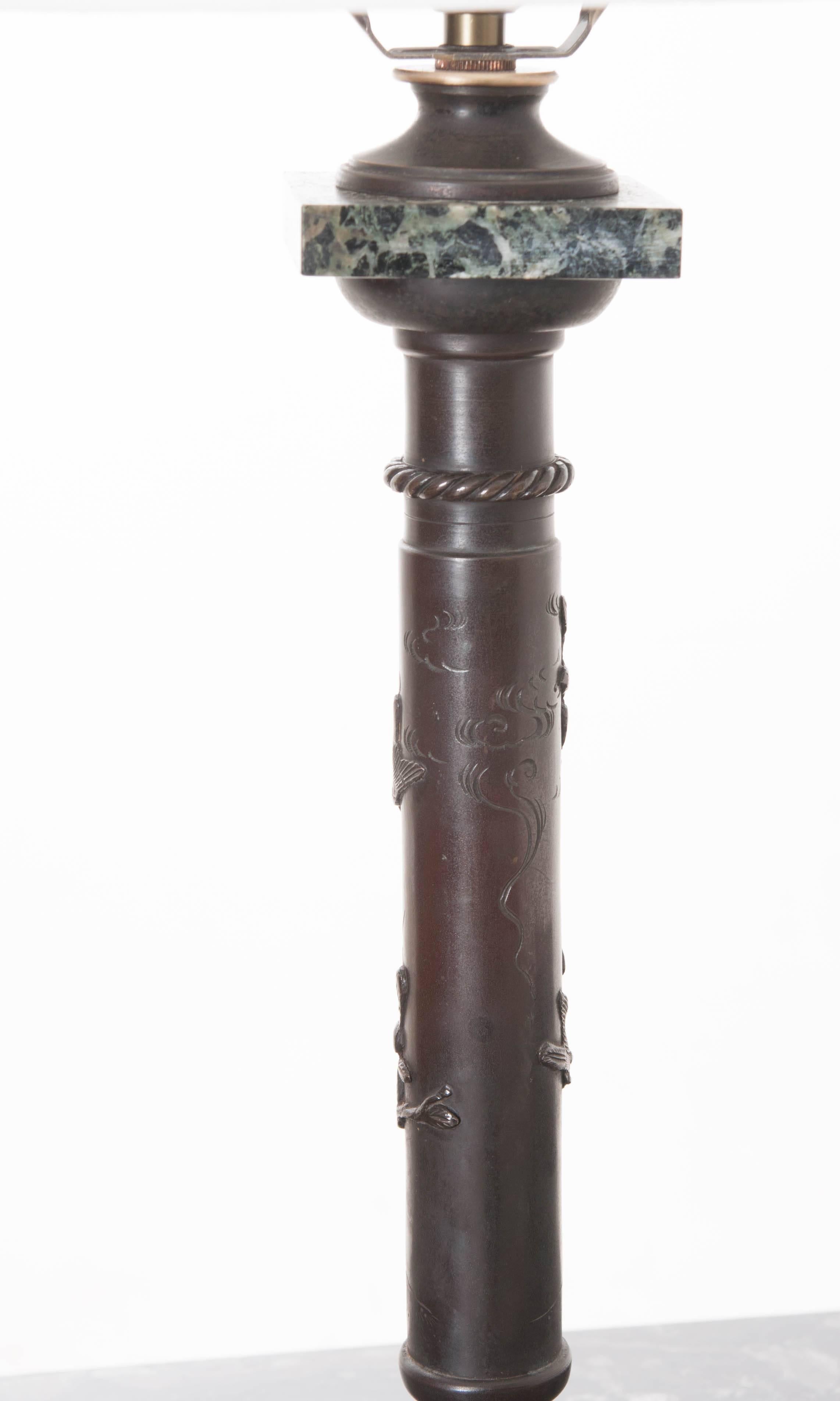 French 19th Century Bronze and Marble Decorative Lamp For Sale 3