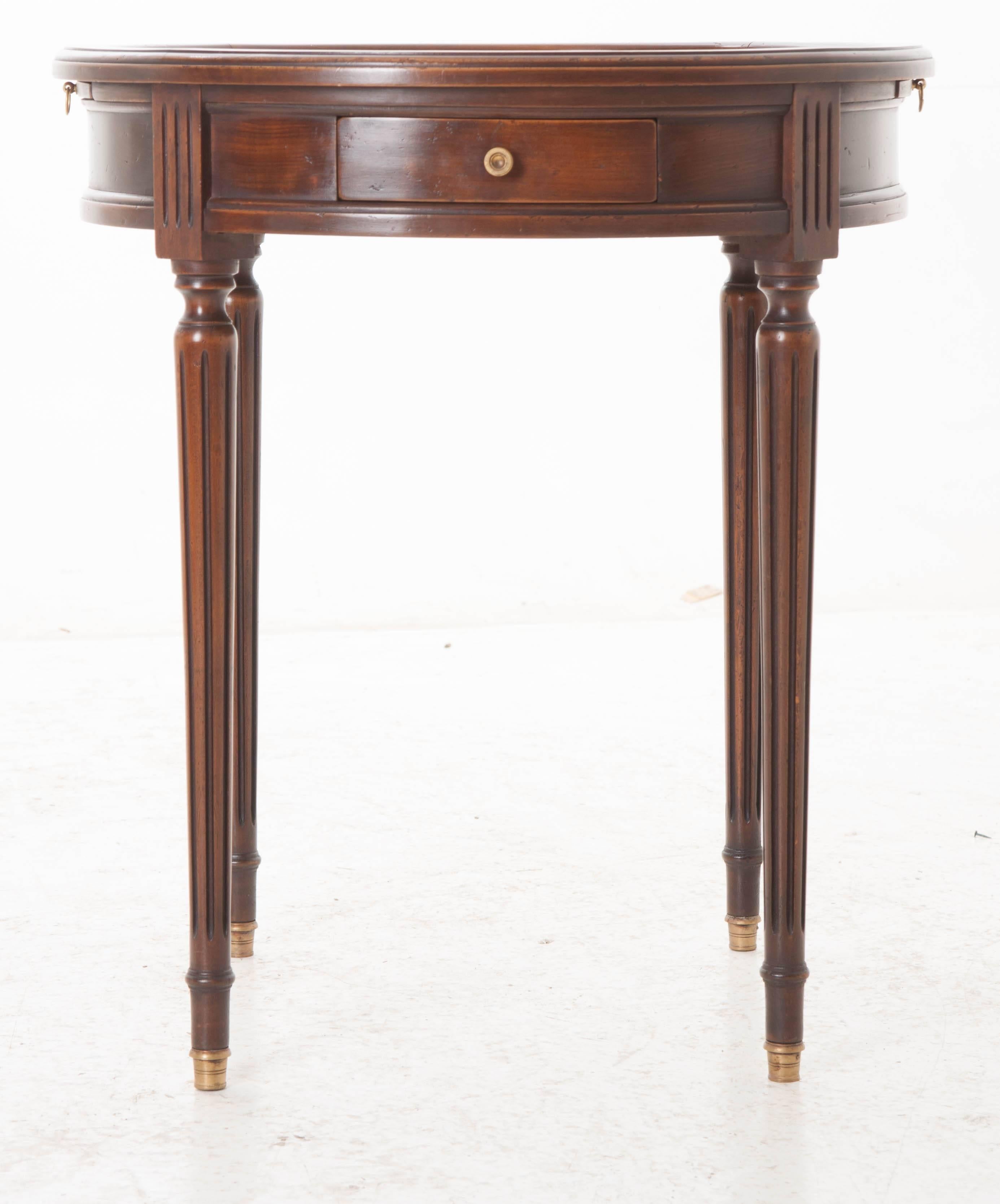 Brass French Early 20th Century Walnut Gueridon Table