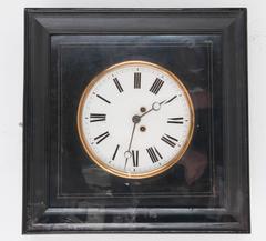 French 19th Century Ebony Square Wall Clock