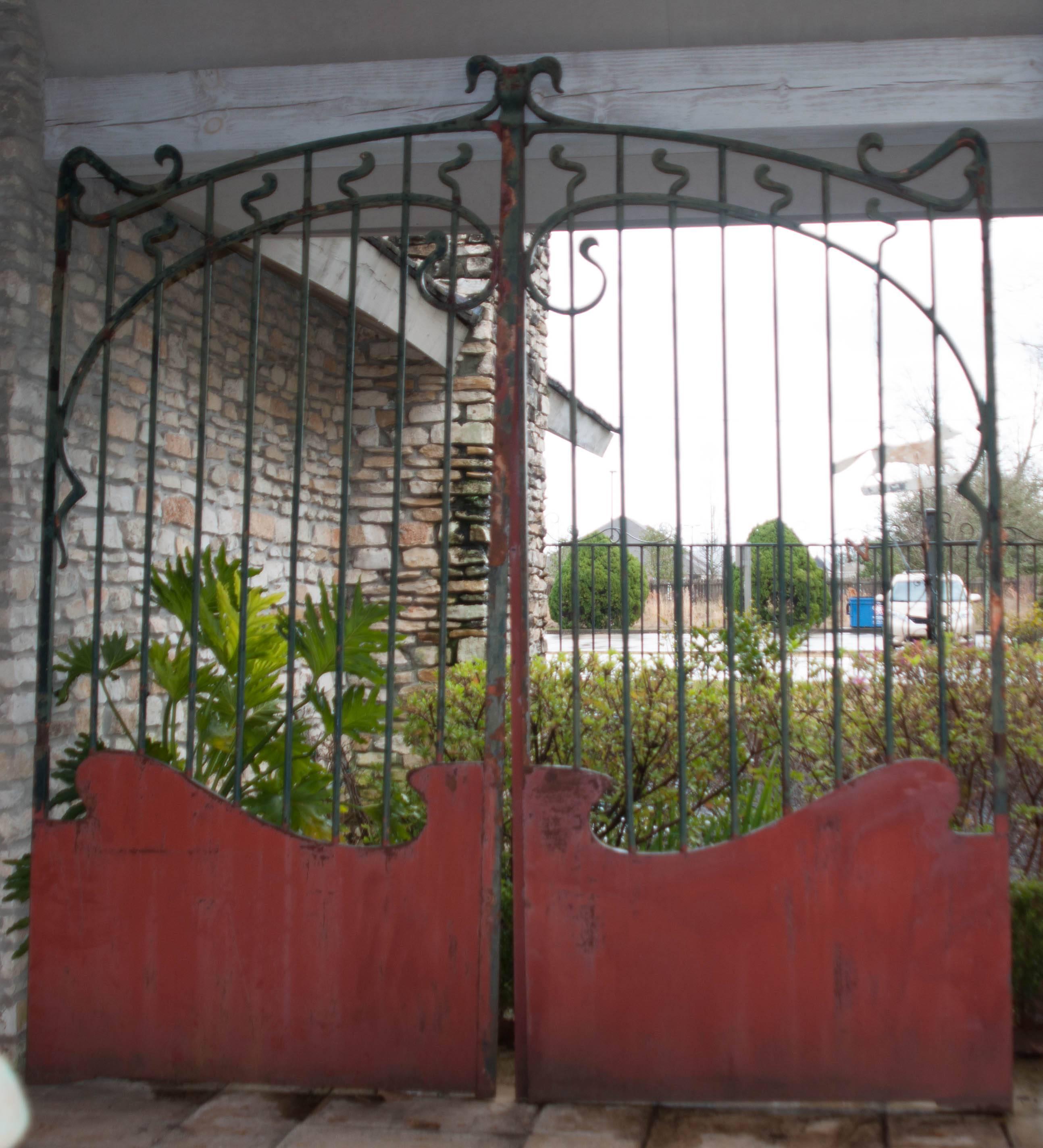 French Forged Iron Art Nouveau Painted Entrance Gate 2