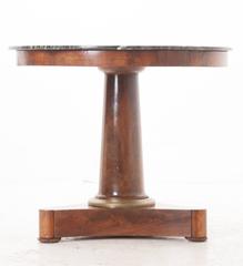 French 19th Century Round Mahogany Empire Table with Marble Top