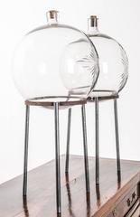 Pair of Crystal Apothecary Spheres on Metal Stands