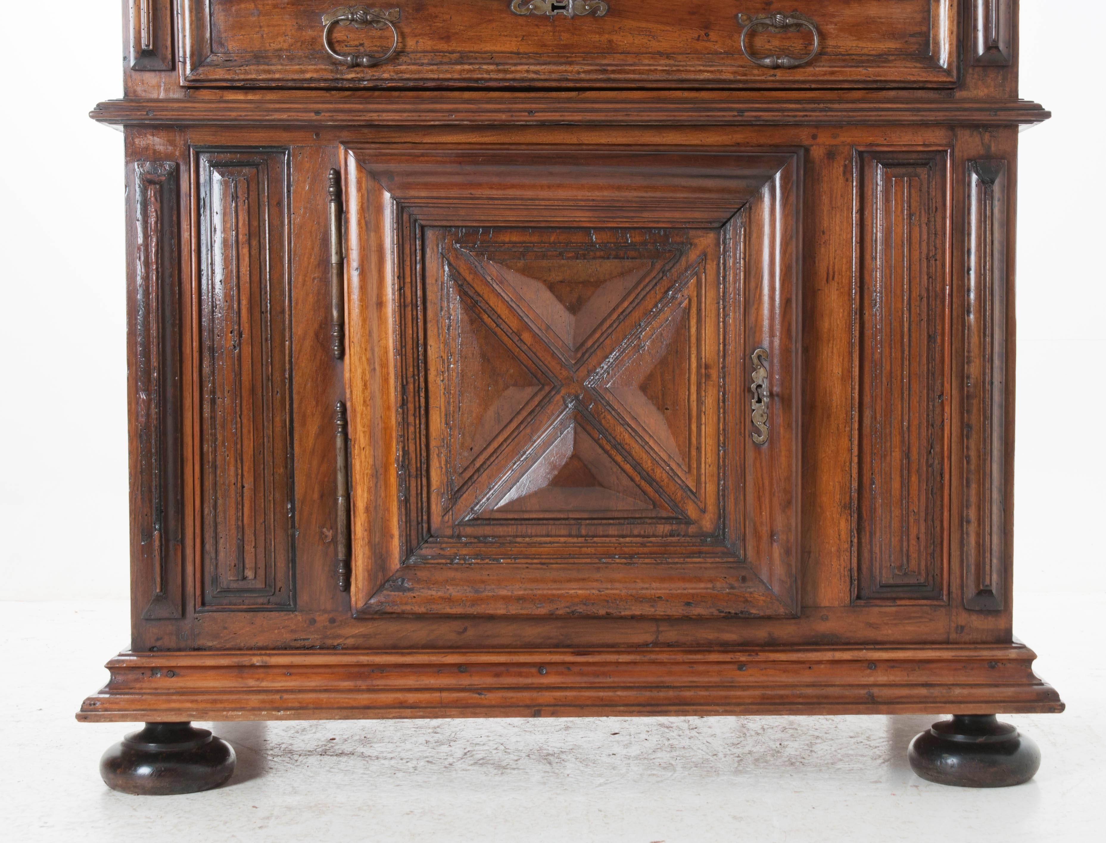 French 17th Century Louis XIII Walnut Buffet a Deux Corps 1