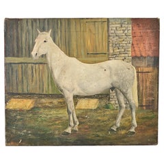Retrato inglés de un caballo blanco por Dominic Fels