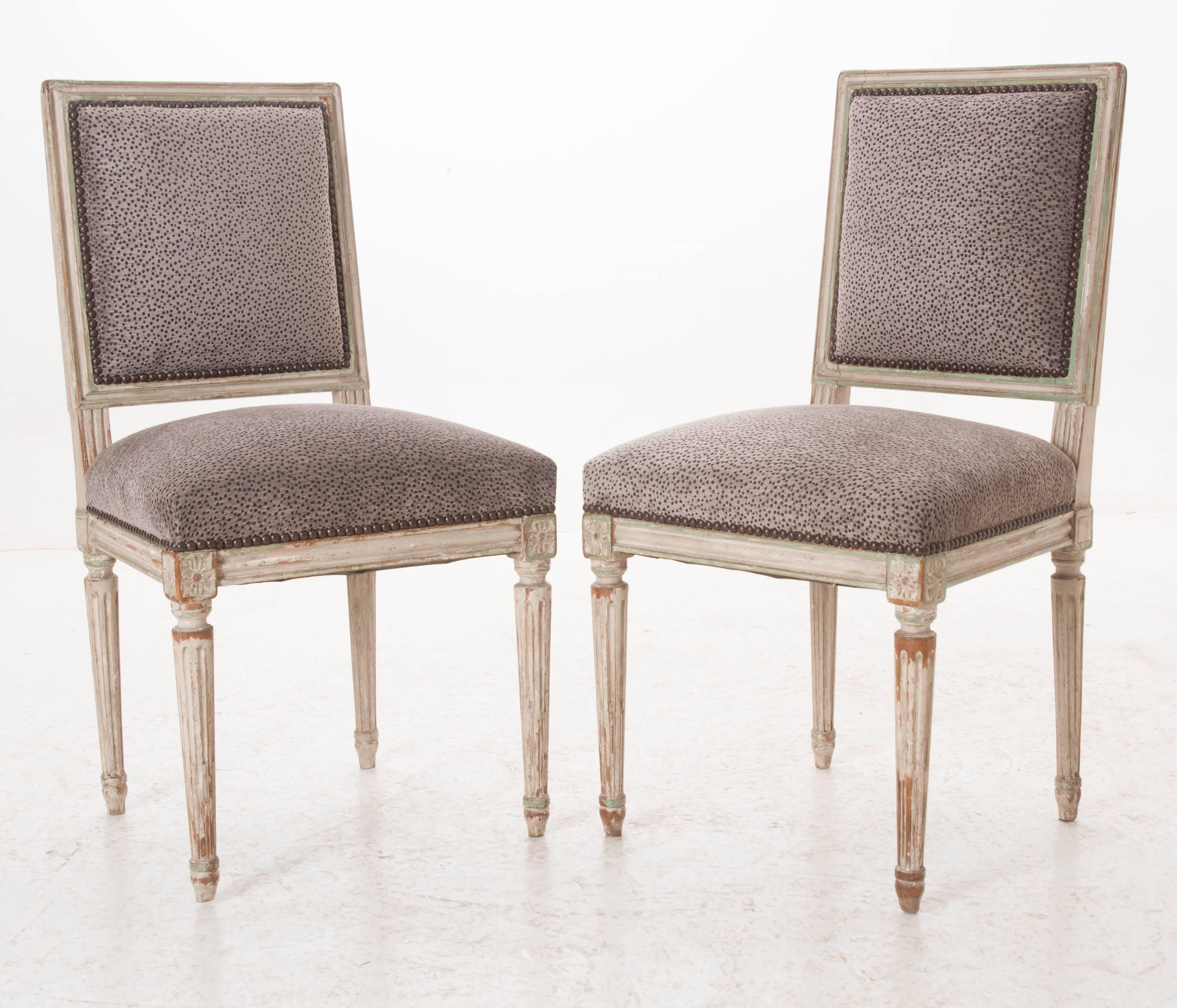 Pair of French 19th Century Painted Louis XVI Side Chairs 4