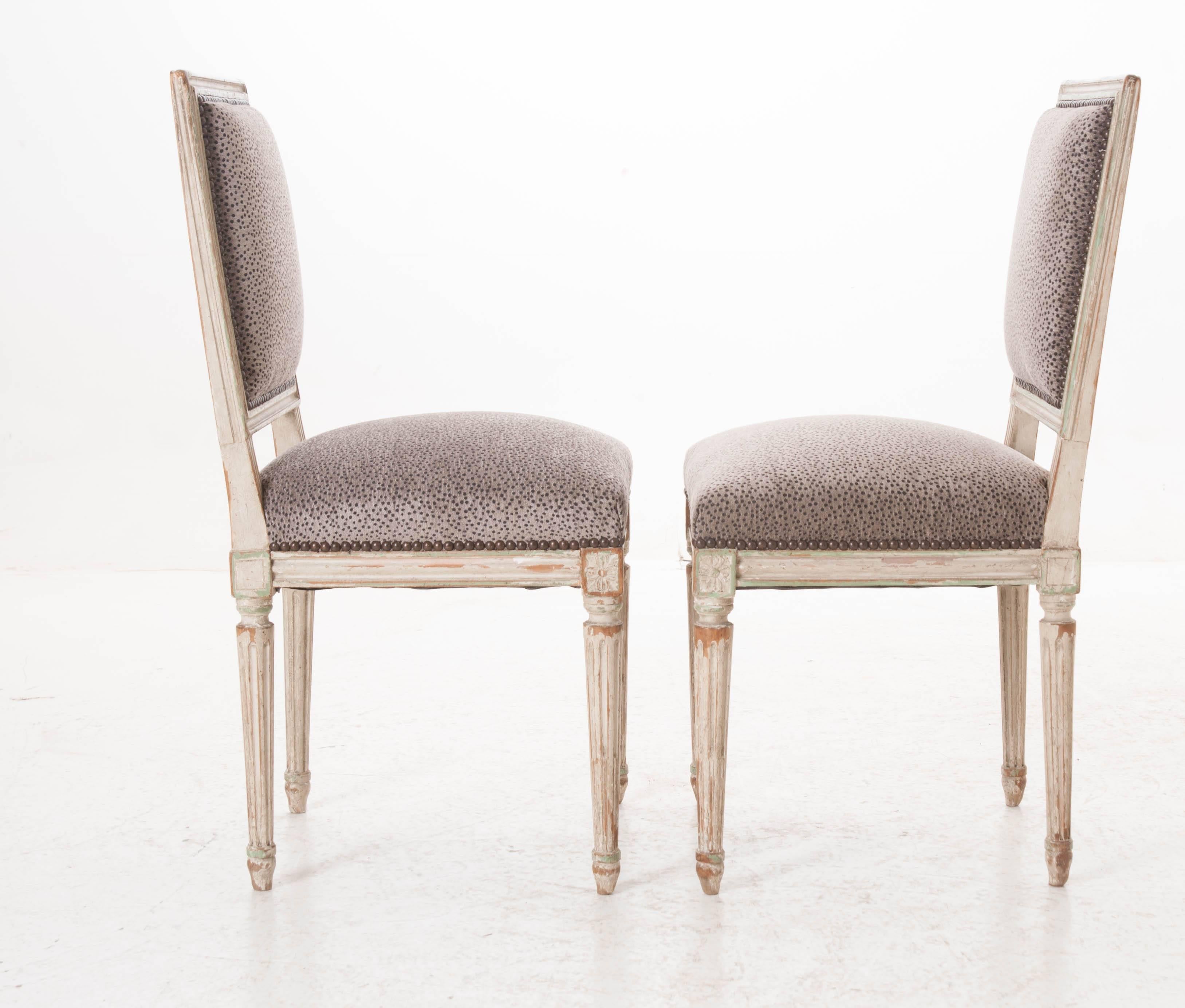 Pair of French 19th Century Painted Louis XVI Side Chairs 5