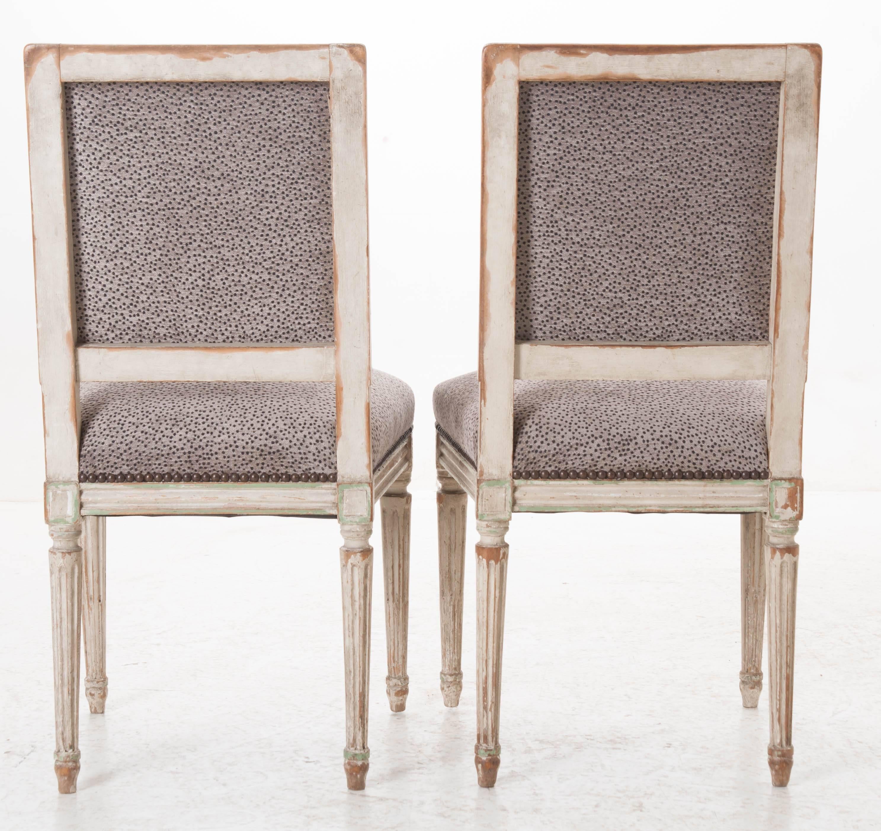 Pair of French 19th Century Painted Louis XVI Side Chairs 7