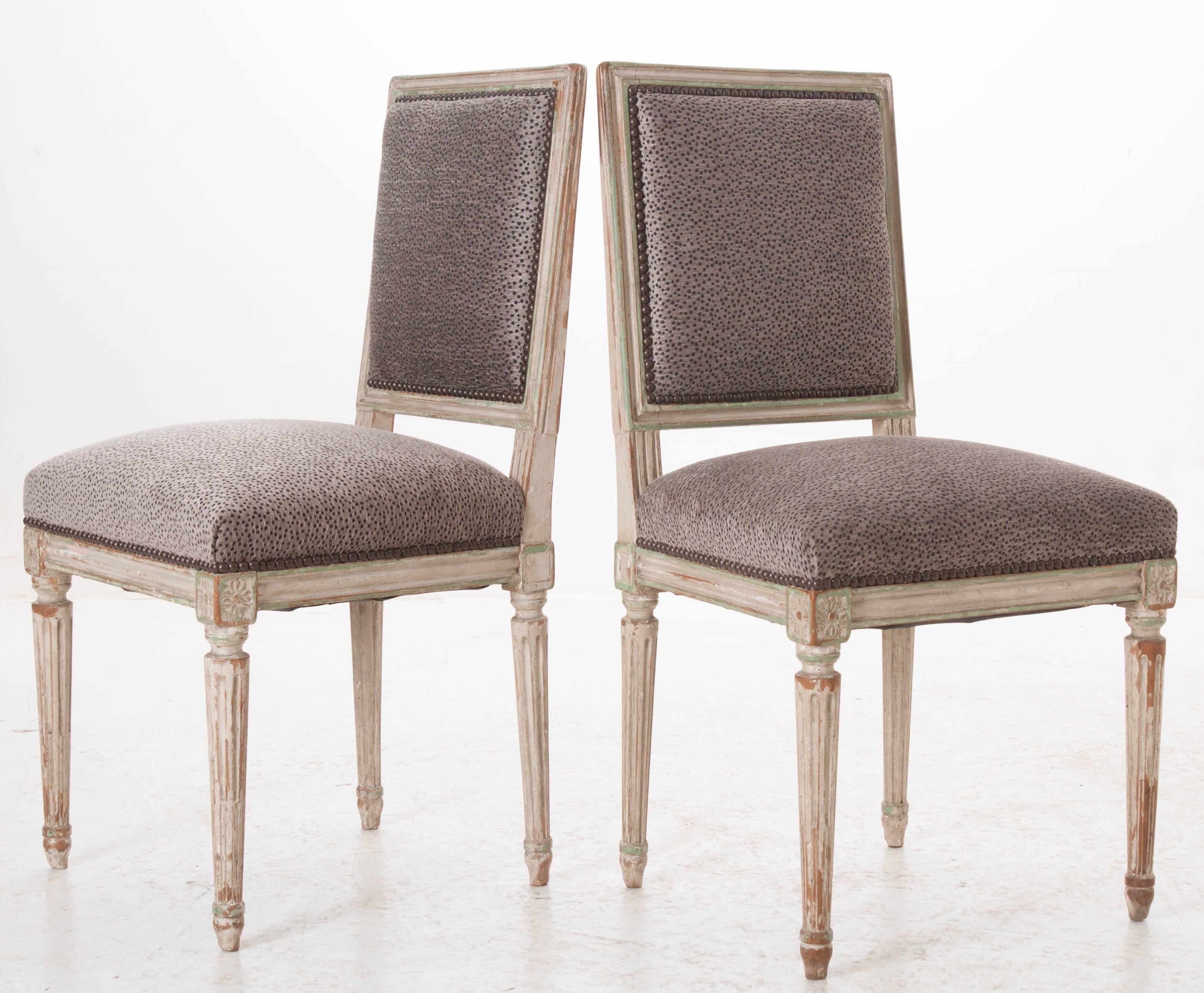 Pair of French 19th Century Painted Louis XVI Side Chairs 6