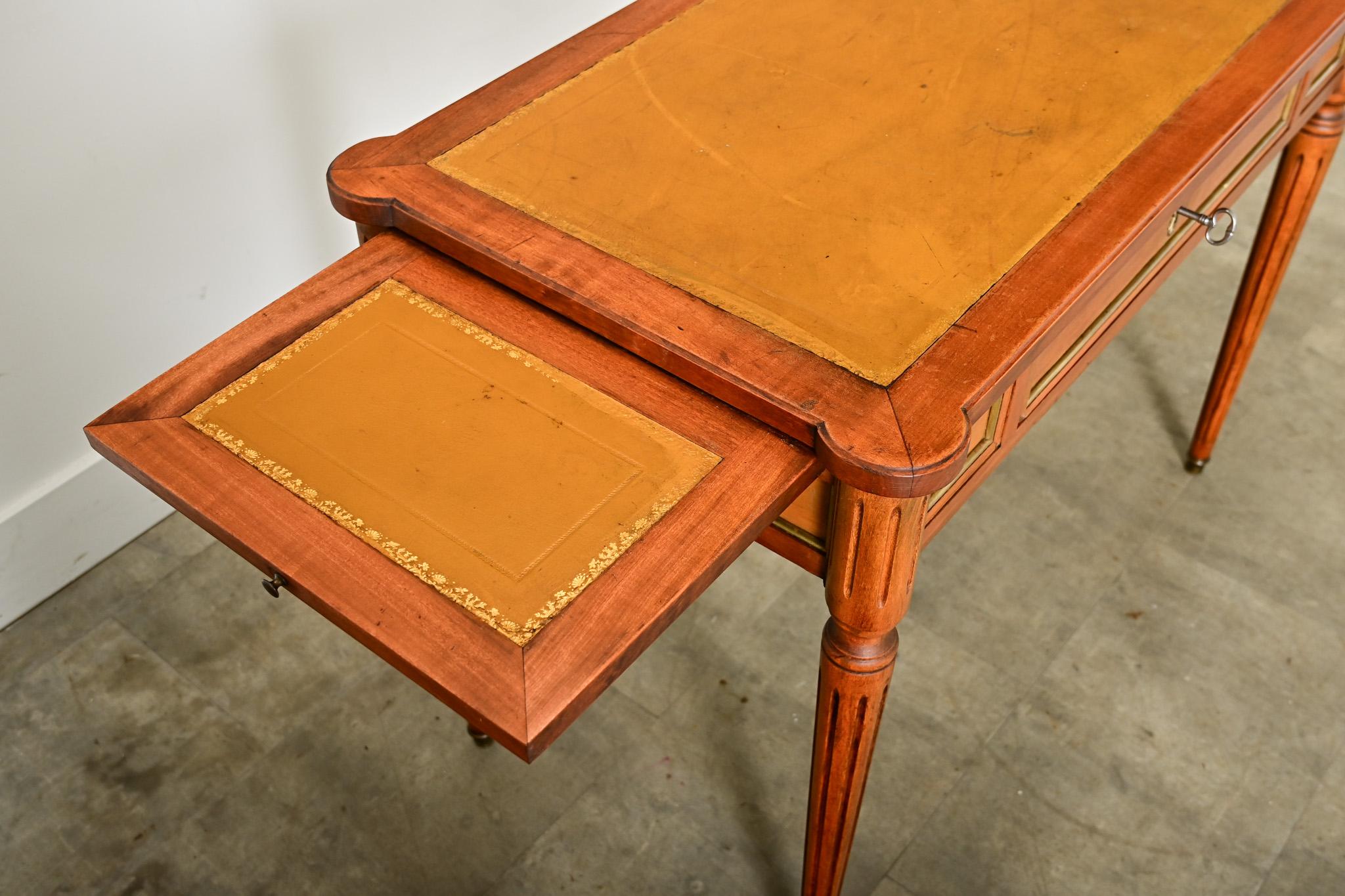 Brass French 19th Century Petite Louis XVI Style Writing Desk For Sale