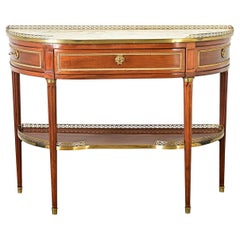 Console francese del XIX secolo Luigi XVI in mogano demilune