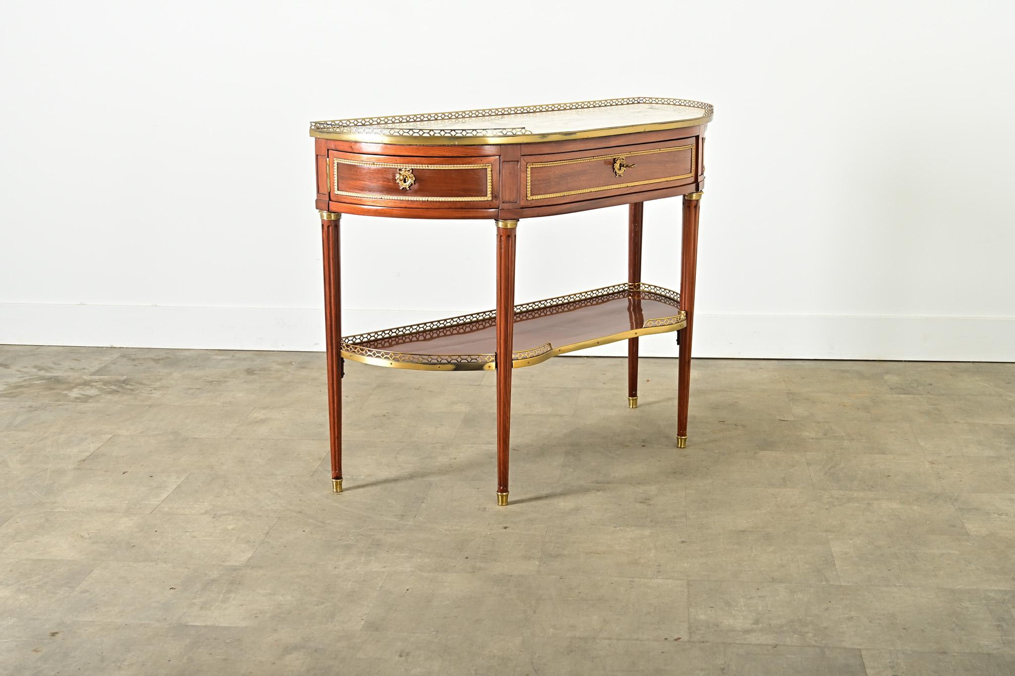Console francese del XIX secolo Luigi XVI in mogano demilune in vendita 4