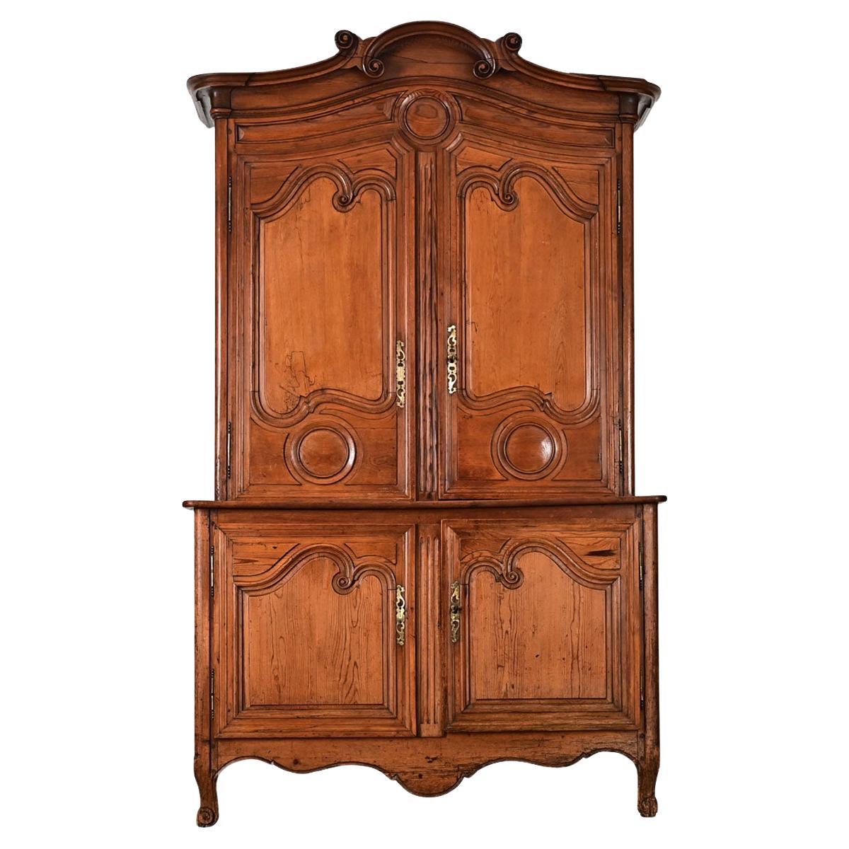 French 18th Century Solid Pine Louis XV Armoire