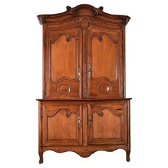 Antique French 18th Century Solid Pine Louis XV Armoire