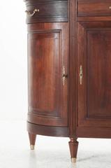 French 19th Century Louis XVI Mahogany Demilune Buffet with Marble Top