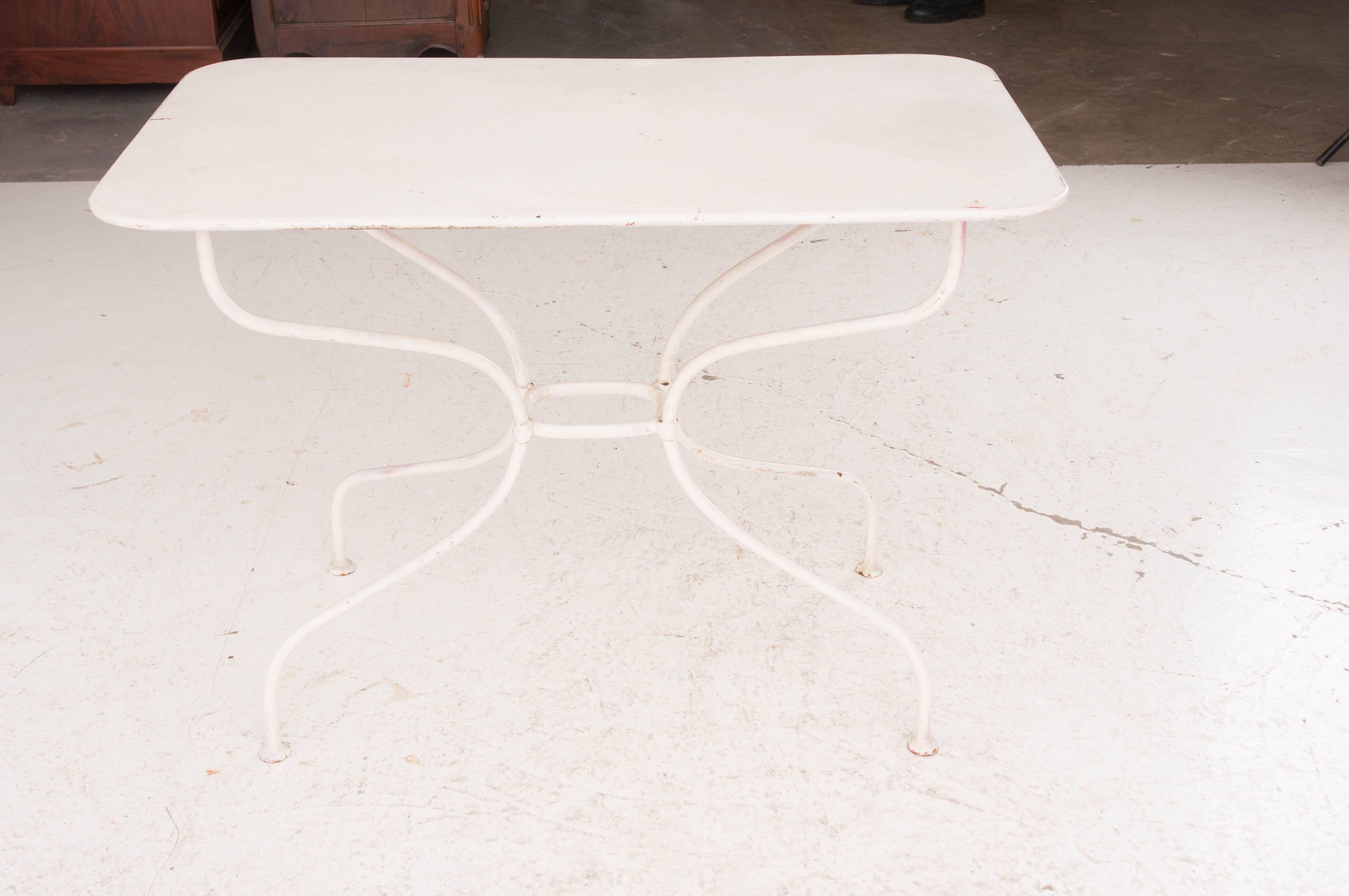 French Vintage Painted Metal Bistro Table 2