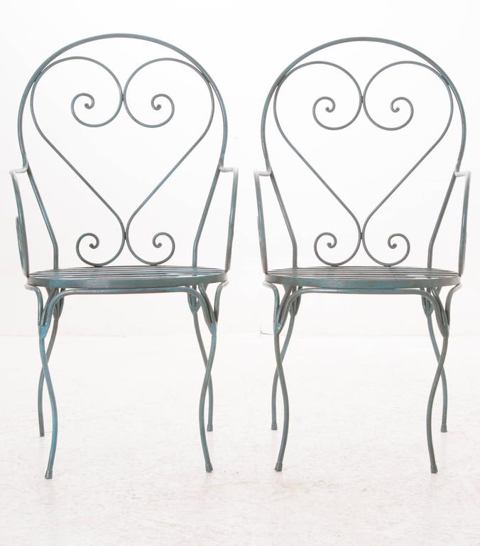 Pair of French Vintage Painted Metal Chairs at 1stDibs