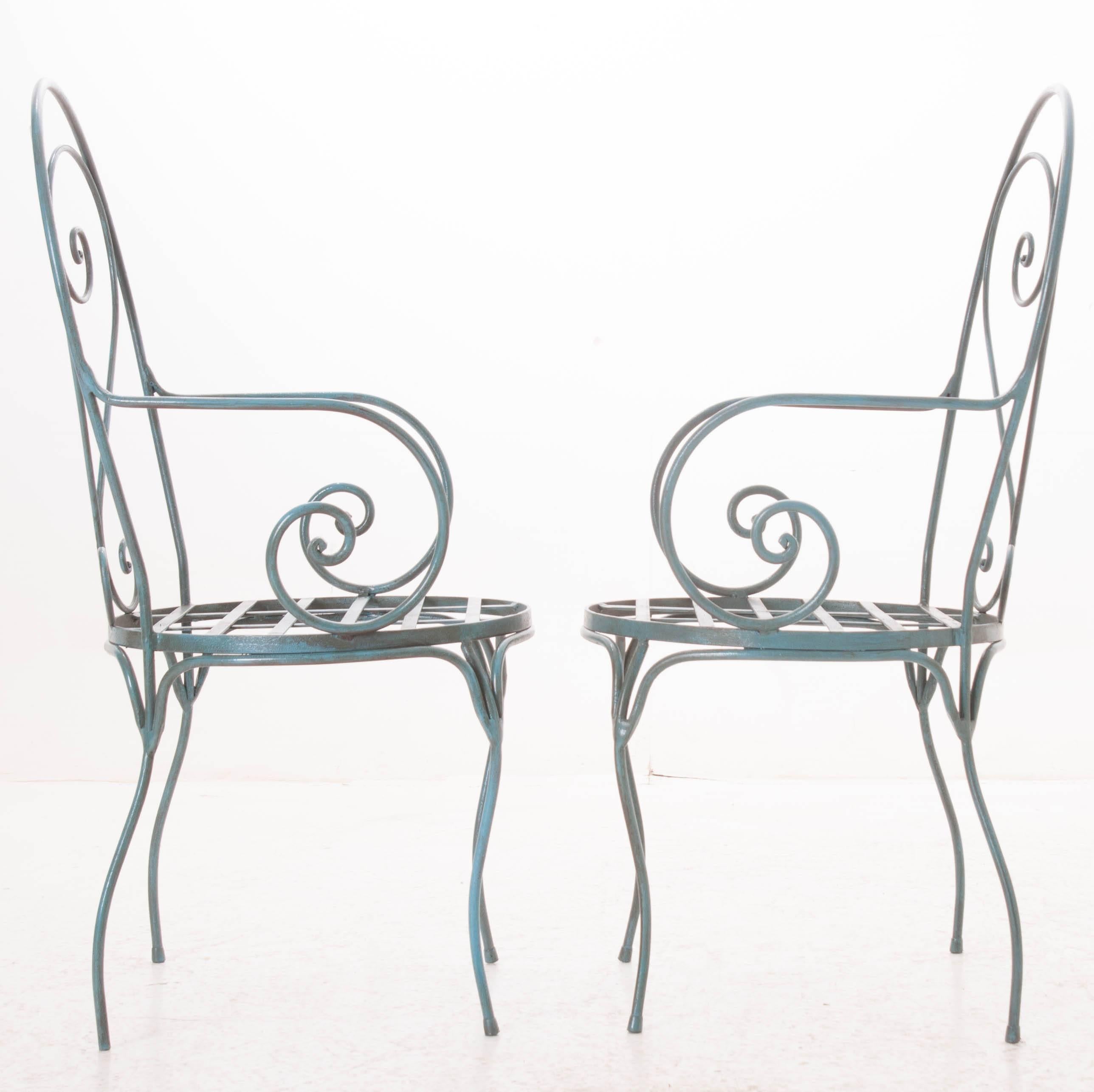 Pair of French Vintage Painted Metal Chairs 2