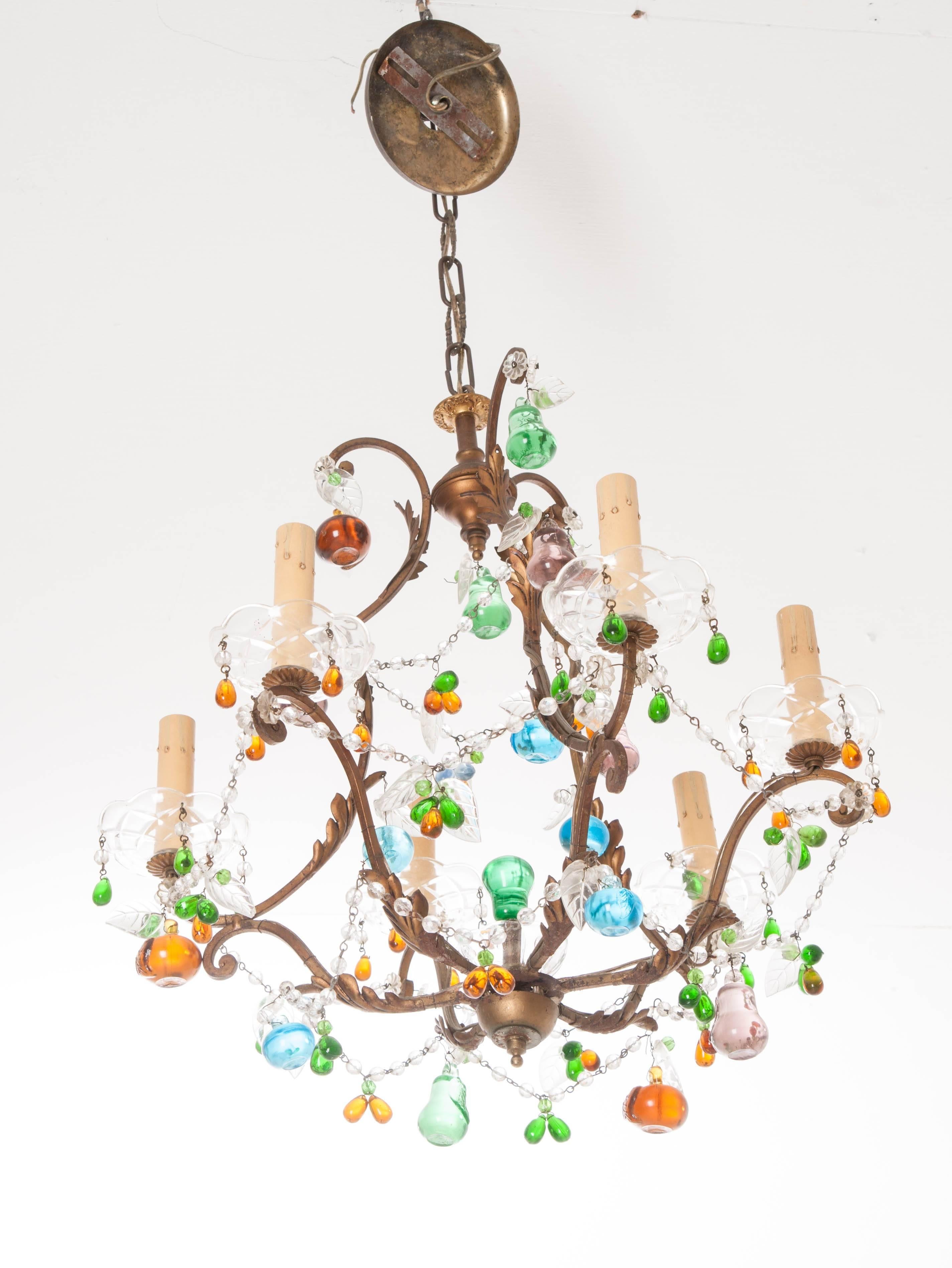 French 19th Century Multicolor Crystal Chandelier In Good Condition In Baton Rouge, LA