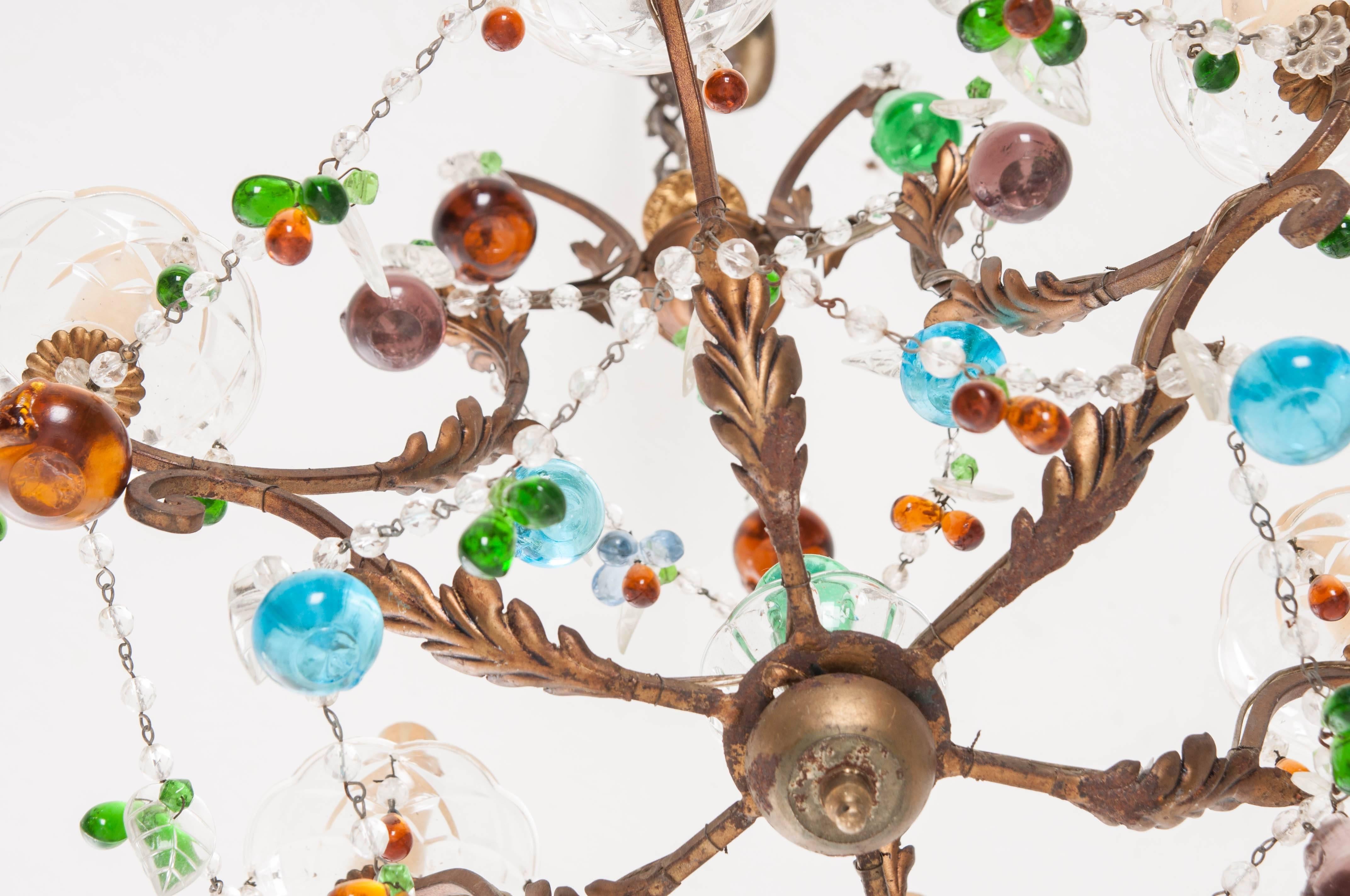 French 19th Century Multicolor Crystal Chandelier 1