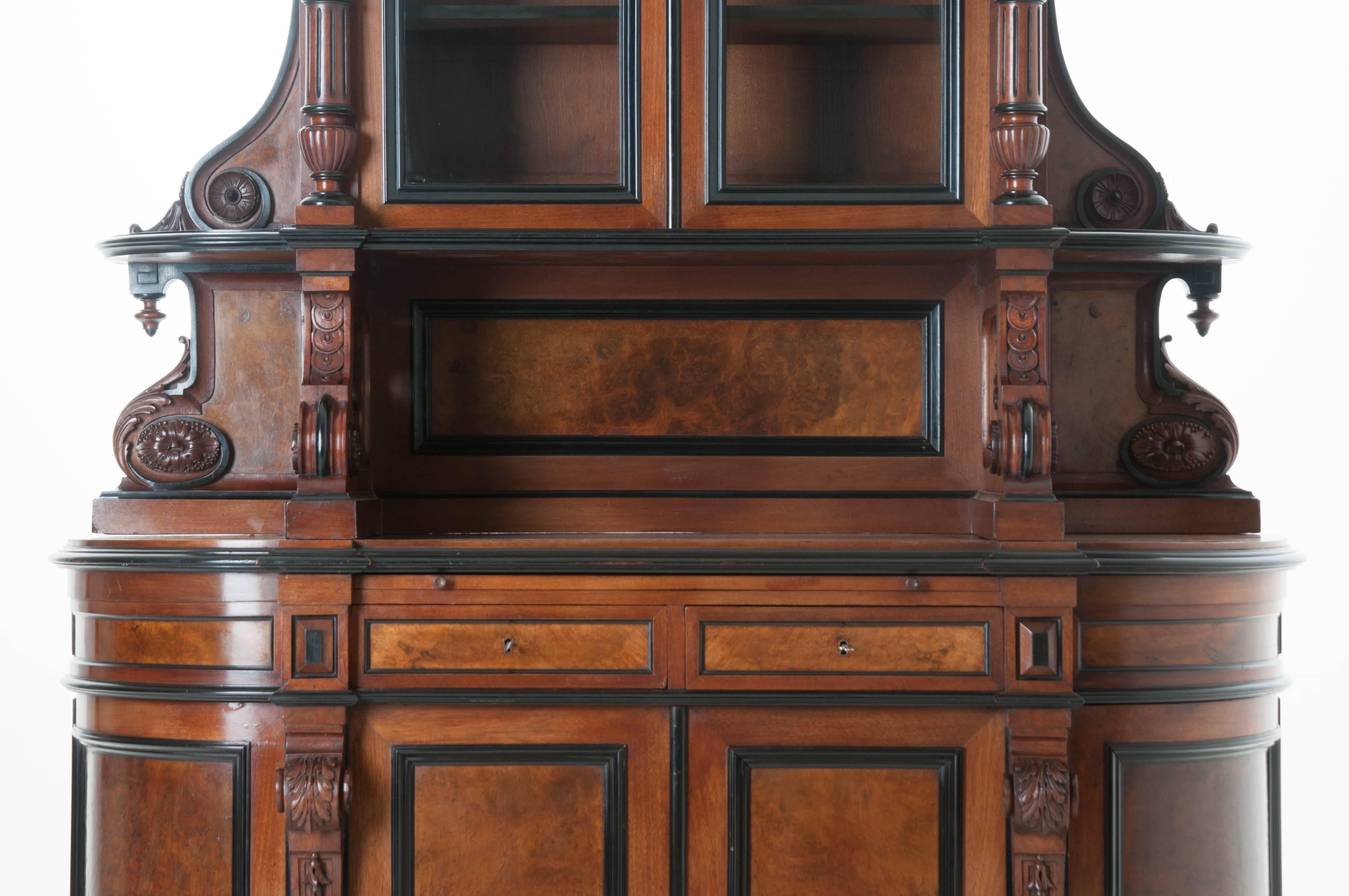 French 19th Century Mahogany Napoleon III Buffet à Deux Corps In Good Condition In Baton Rouge, LA