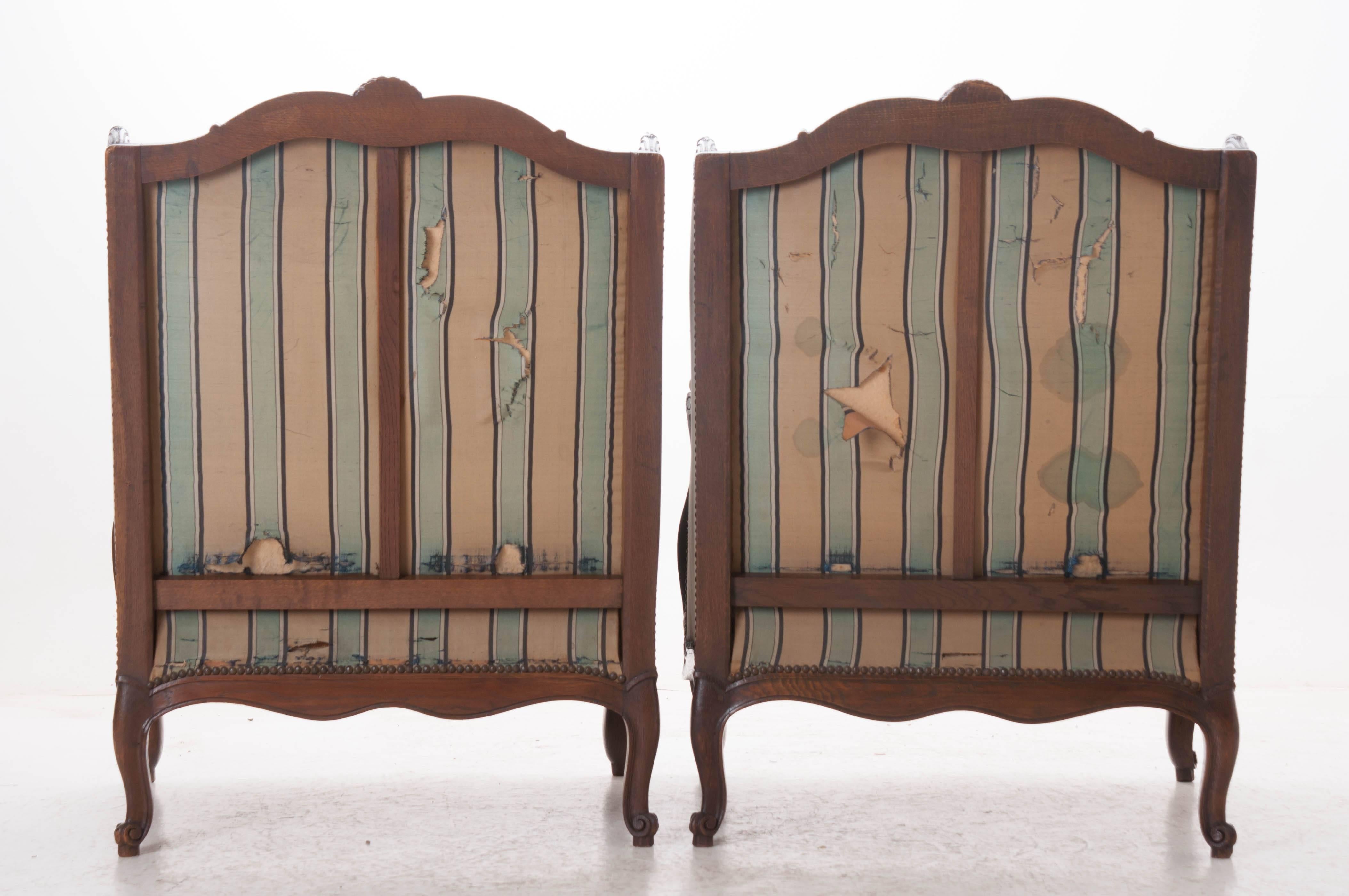 Pair of Large French 19th Century Louis XV Bergeres 7