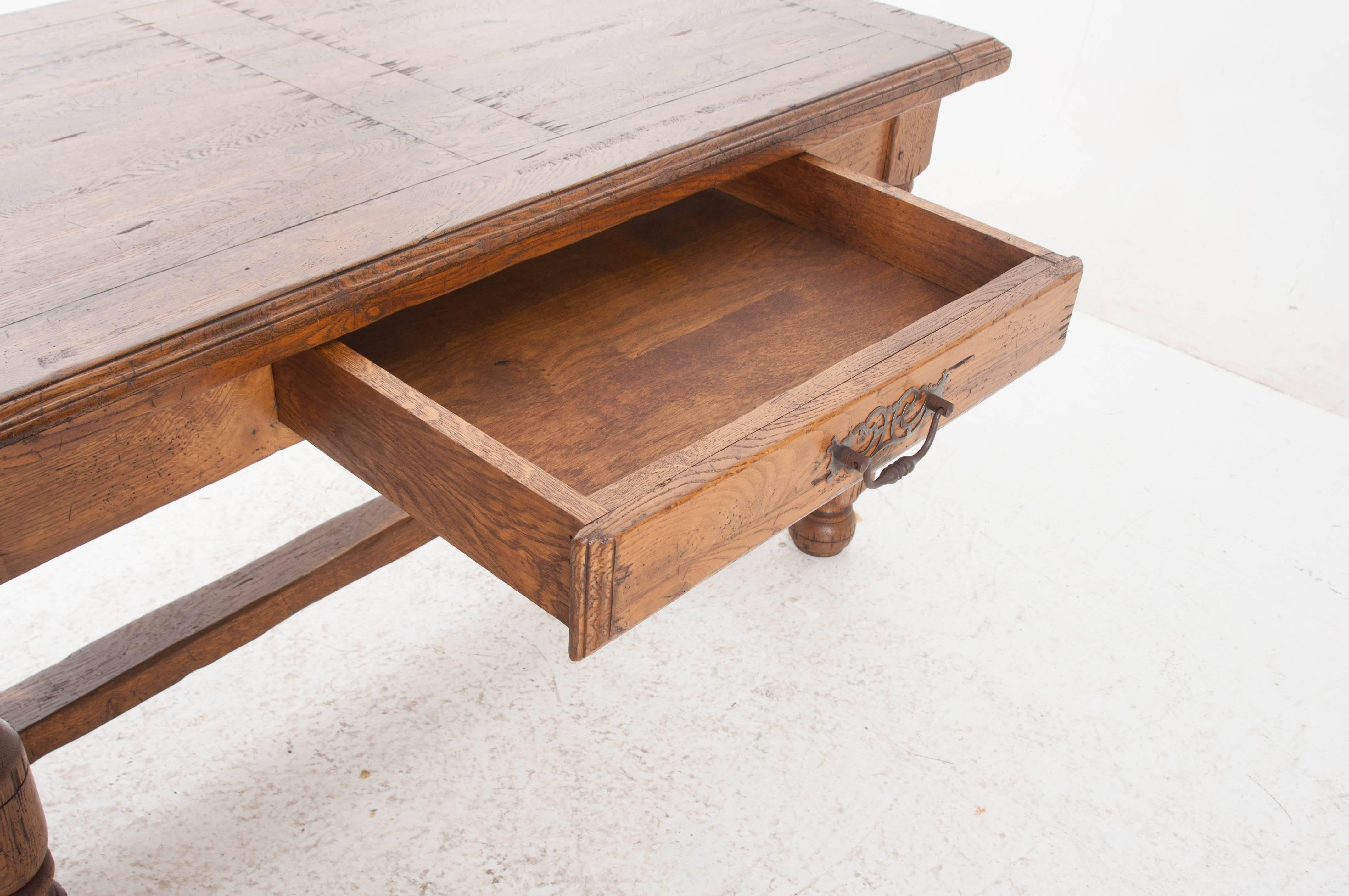 French 19th Century Solid Oak Desk or Table 3