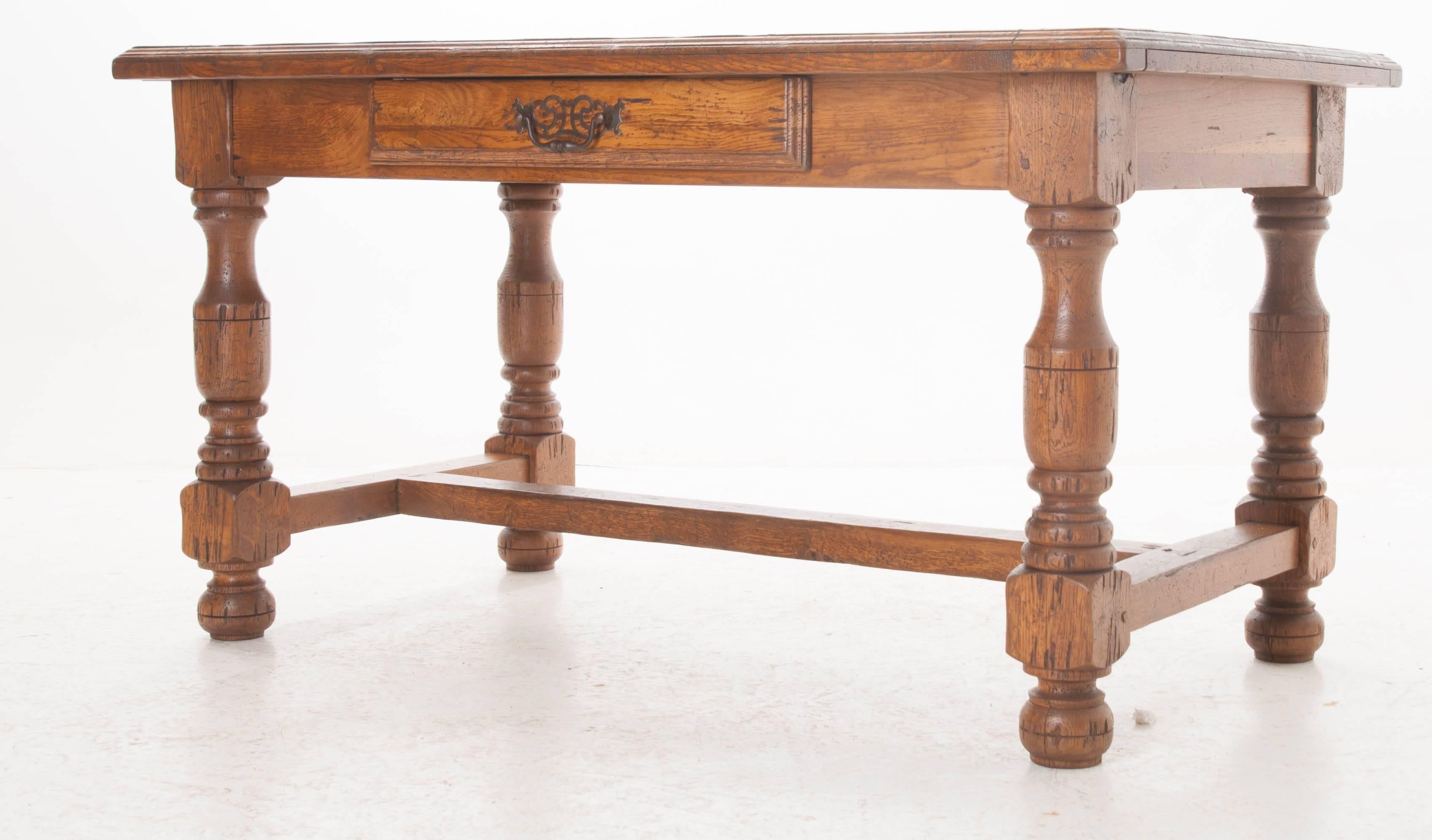 French 19th Century Solid Oak Desk or Table 4