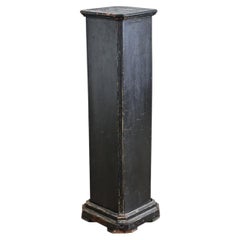 French Vintage Painted Black Pedestal
