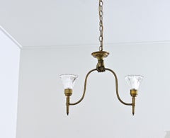 Lámpara colgante Art Déco francesa con pantallas de cristal