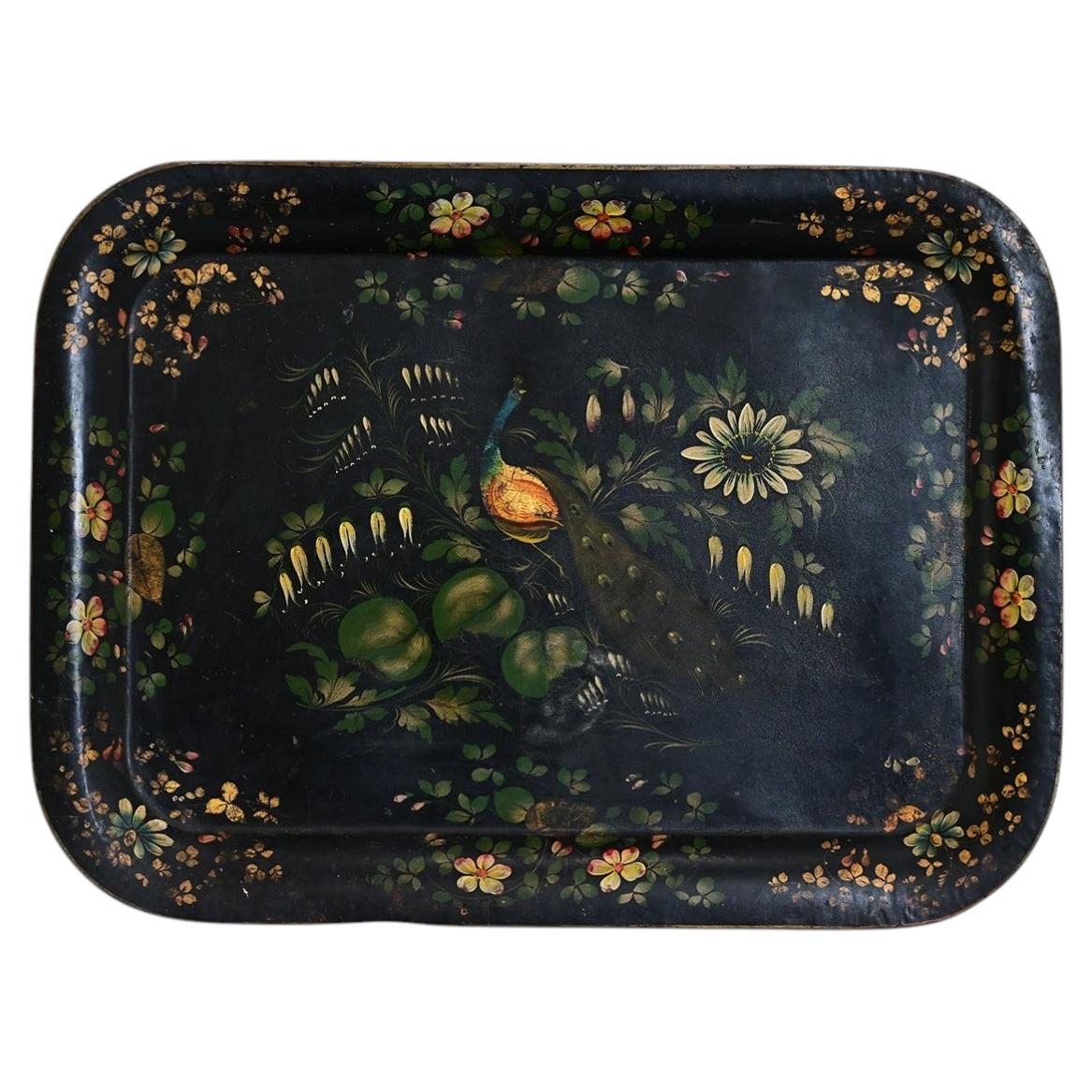 Dutch 19th Century Floral Tole Tray For Sale
