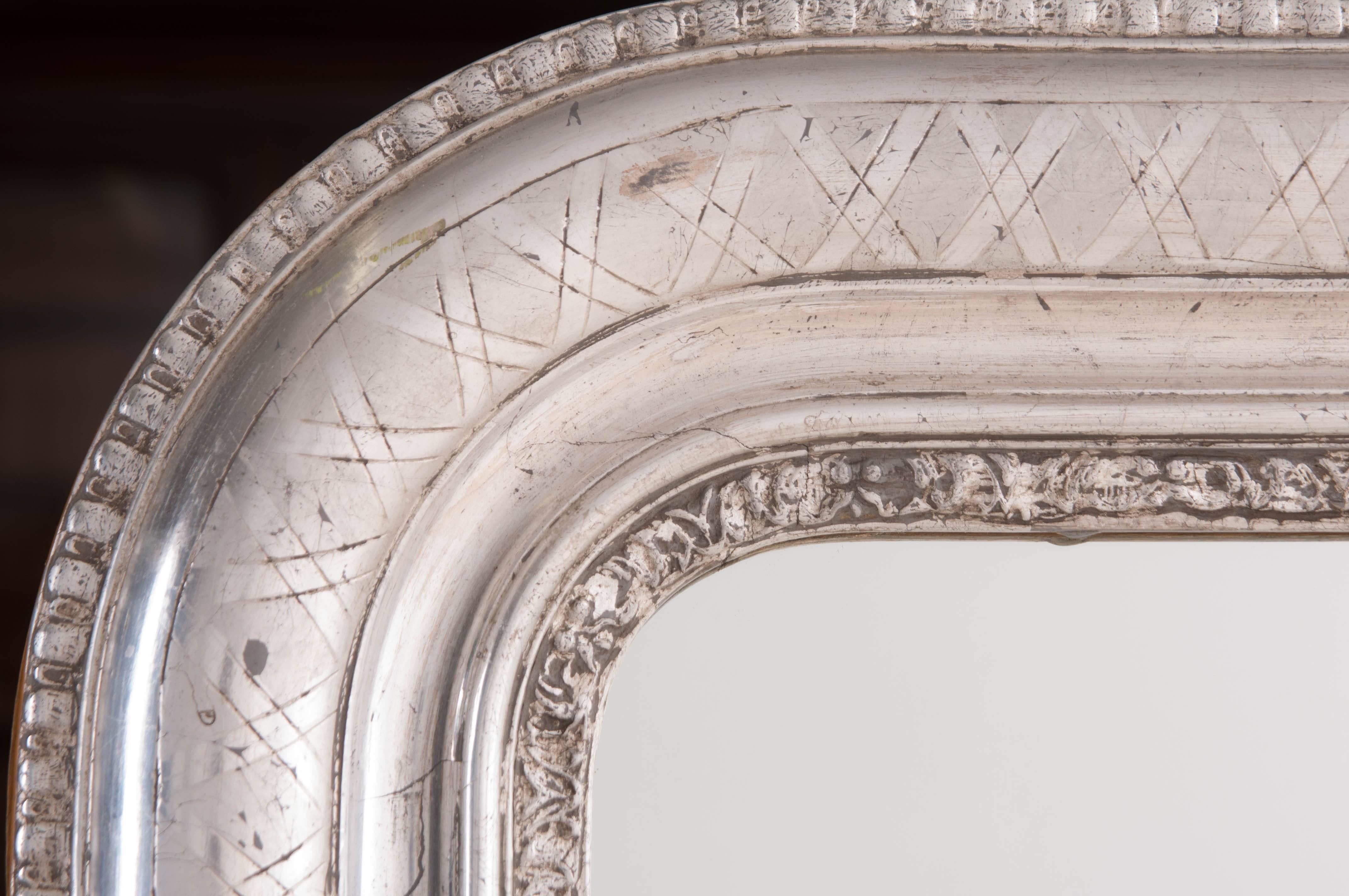 French 19th Century Louis Philippe Silver Gilt Mirror In Good Condition In Baton Rouge, LA