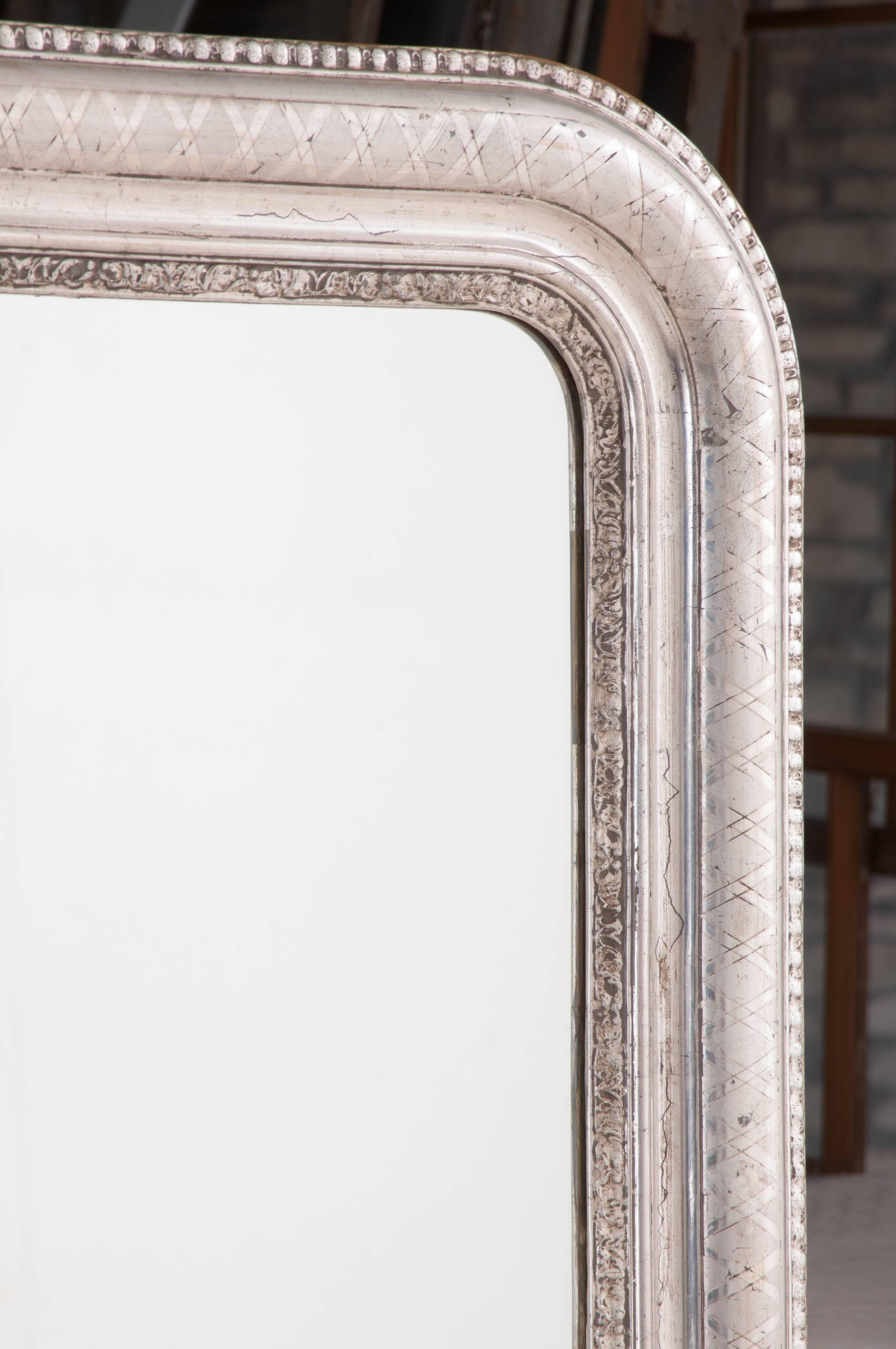 French 19th Century Louis Philippe Silver Gilt Mirror 1