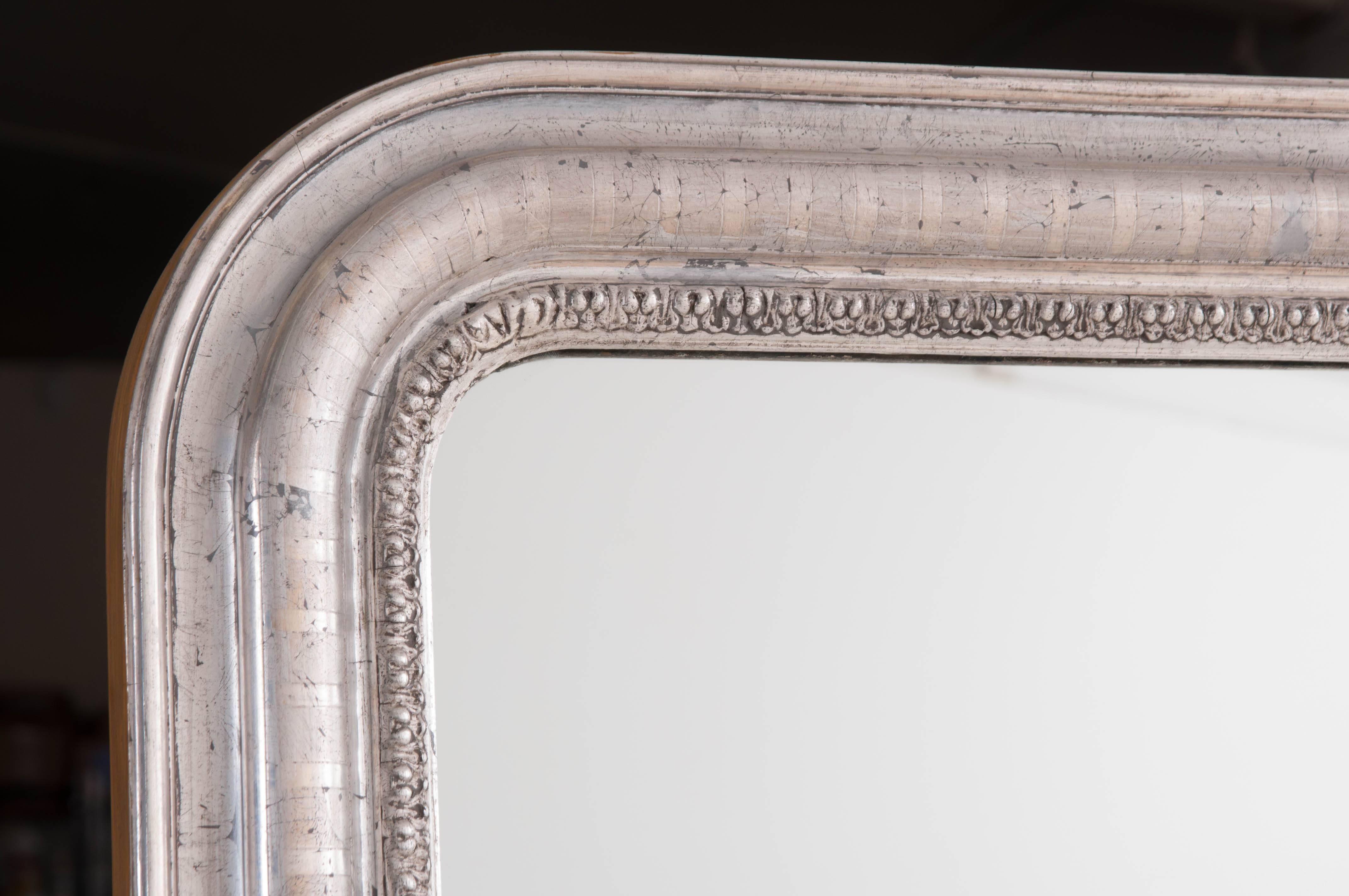 French 19th Century Louis Philippe Silver Gilt Mirror In Good Condition In Baton Rouge, LA
