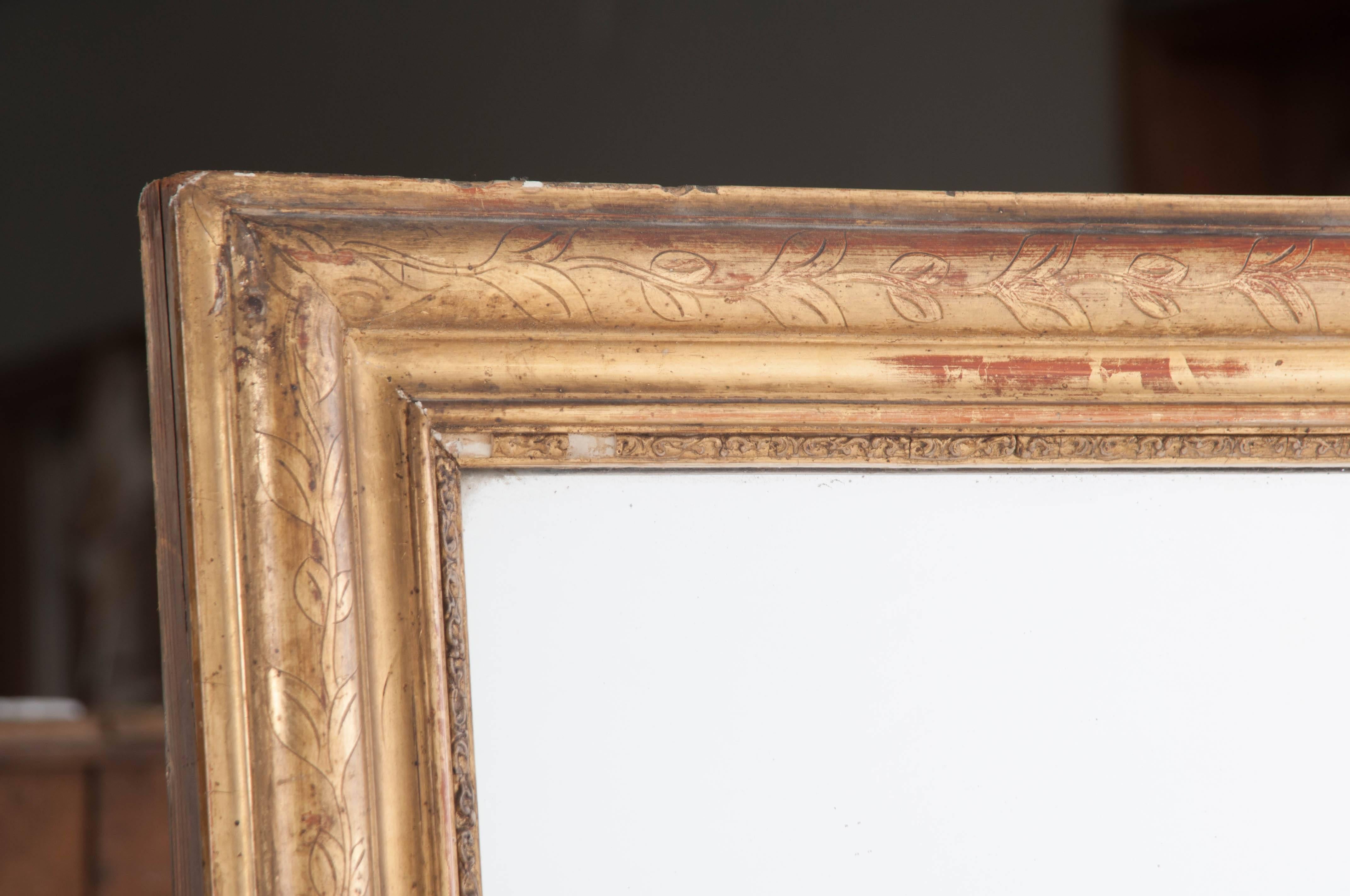 French 19th Century Gold Gilt Mirror In Good Condition In Baton Rouge, LA
