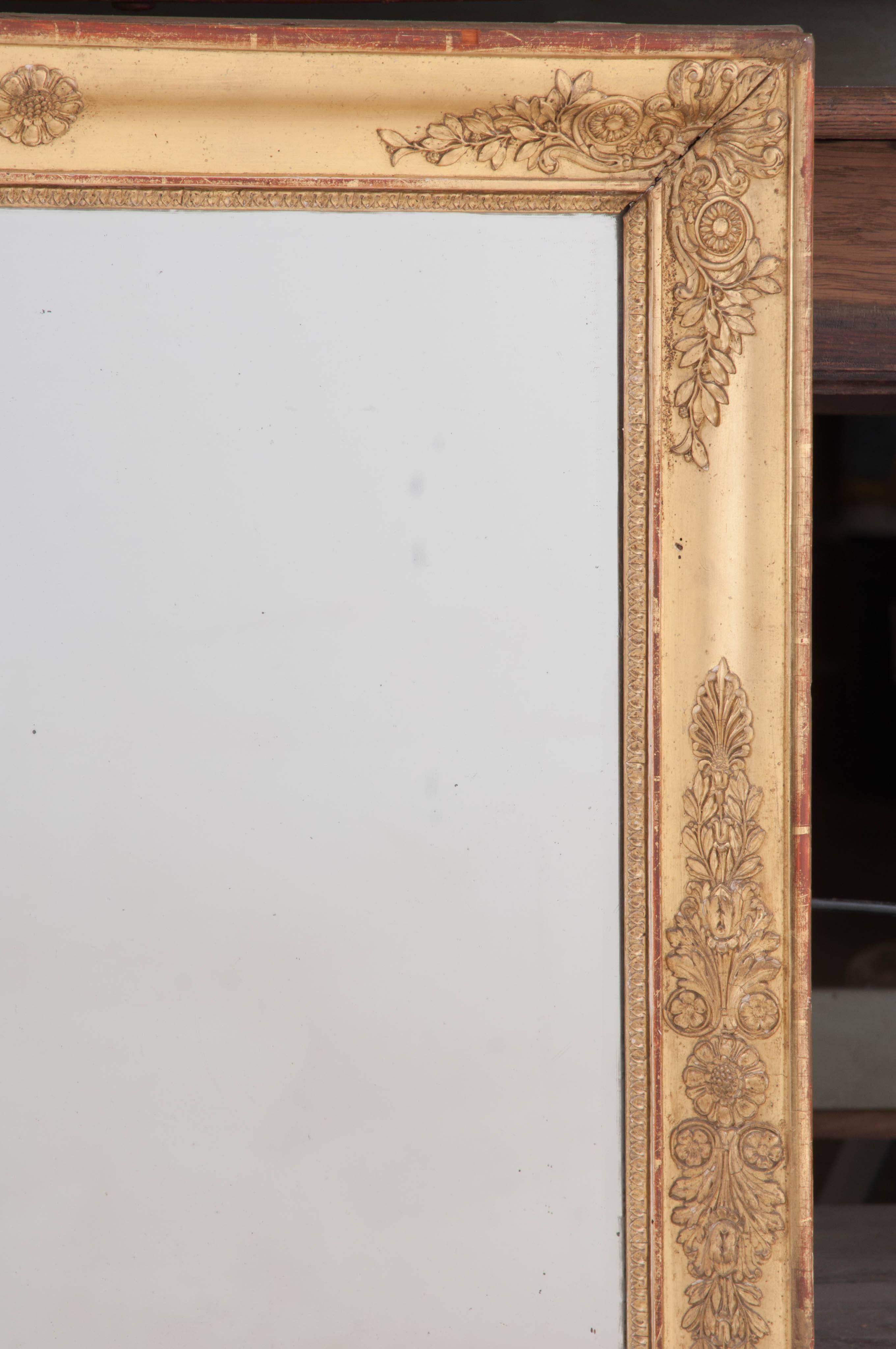 French 19th Century Empire Giltwood Mirror In Good Condition In Baton Rouge, LA